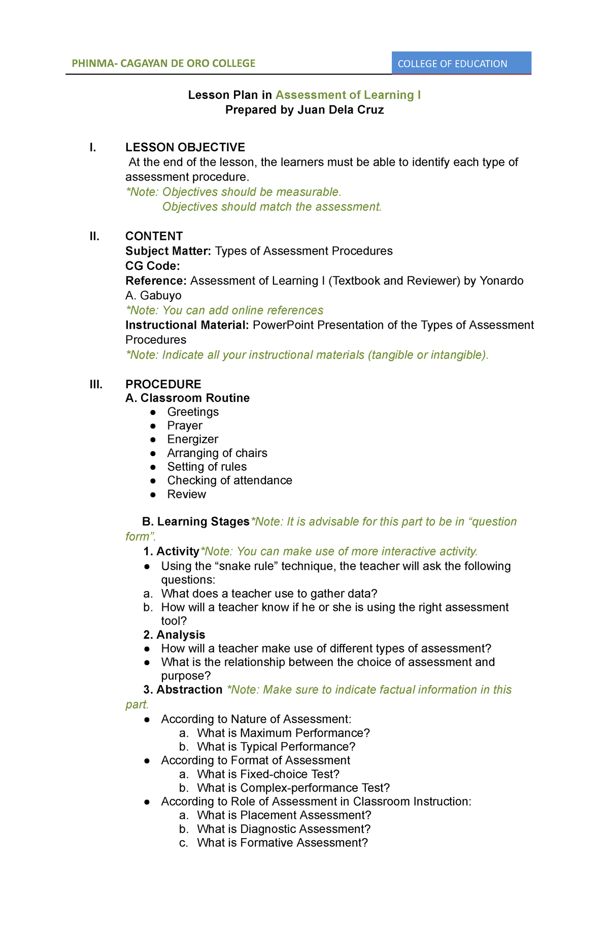 4as-lesson-plan-format-edu-011-review-er-phinma-cagayan-de-oro