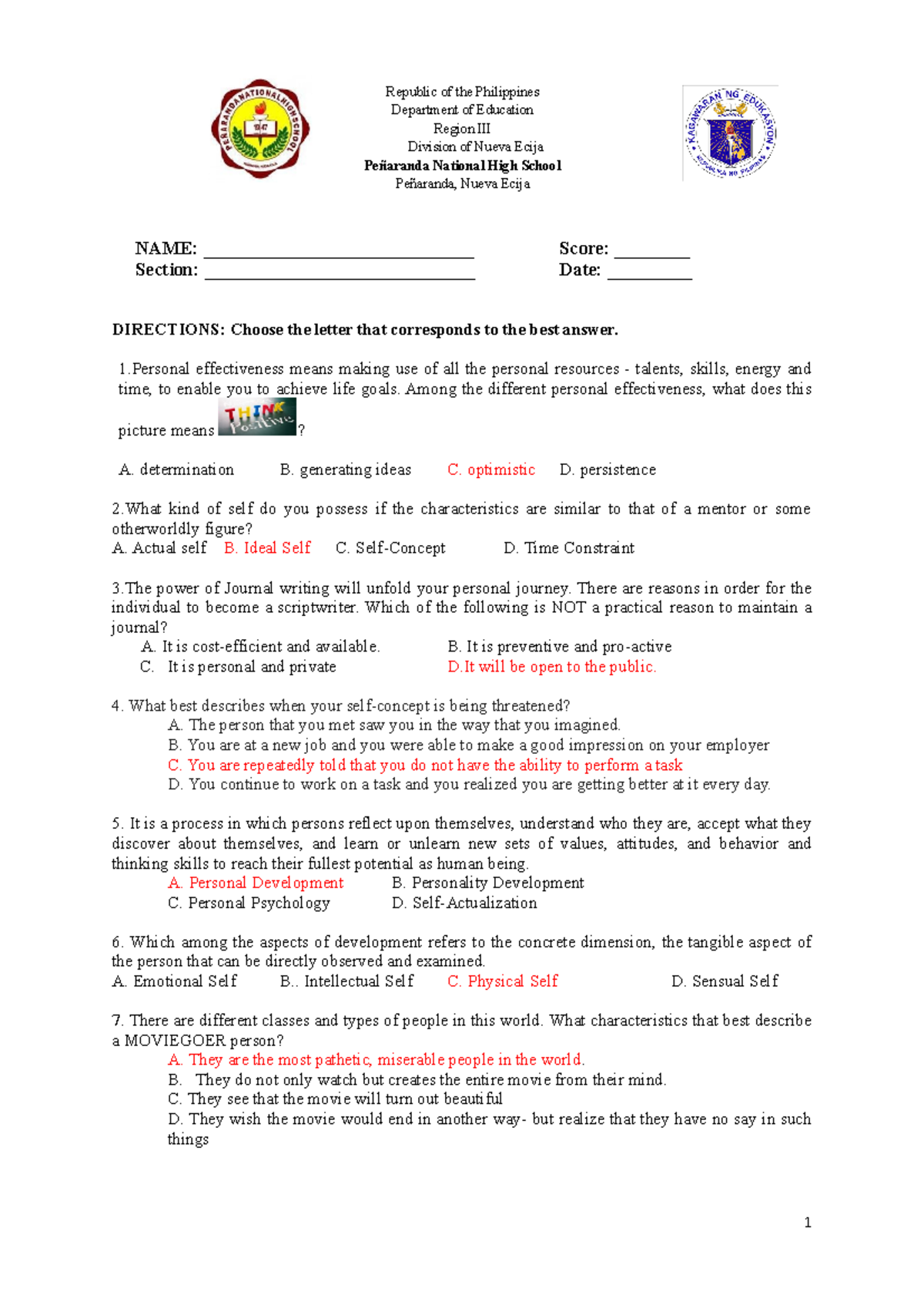 396832036- Perdev - Exam - Republic of the Philippines Department of ...