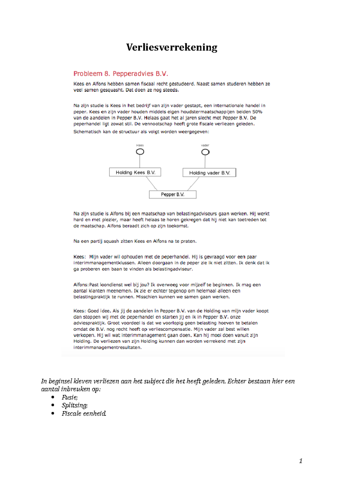 VerliesverrekeningVPB Verliesverrekening In beginsel kleven