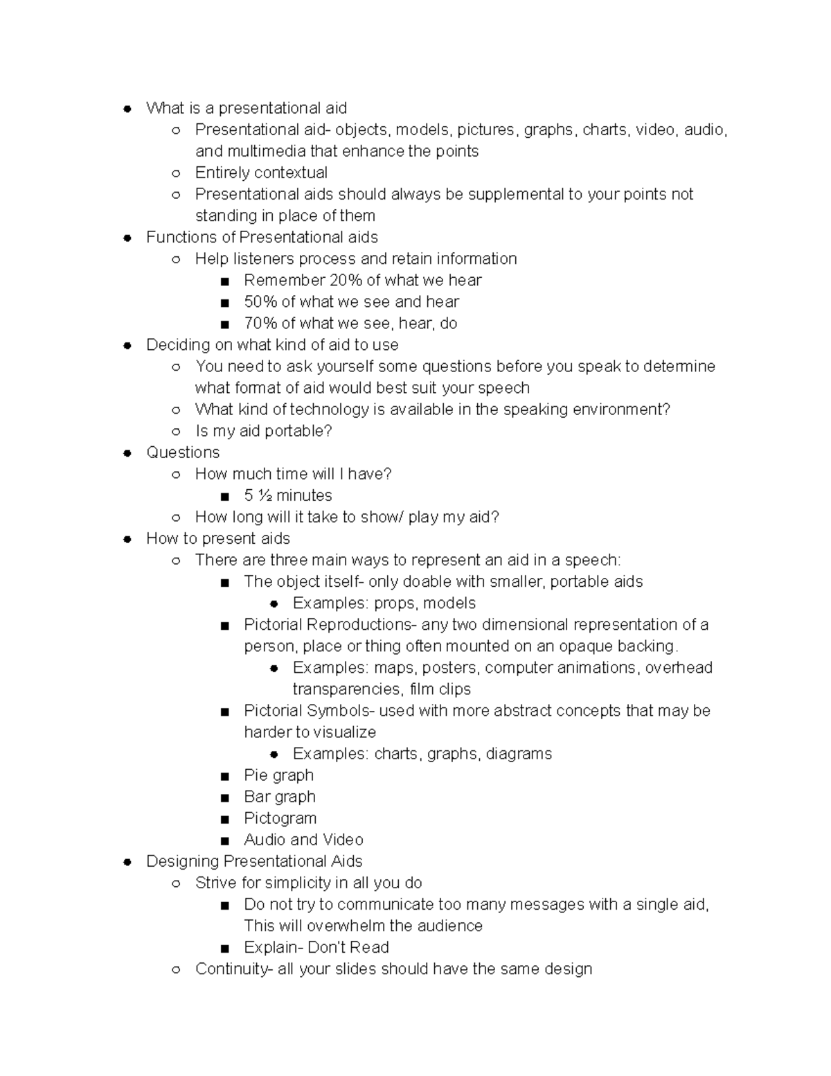 Presentational Aids - Examples: maps, posters, computer animations ...