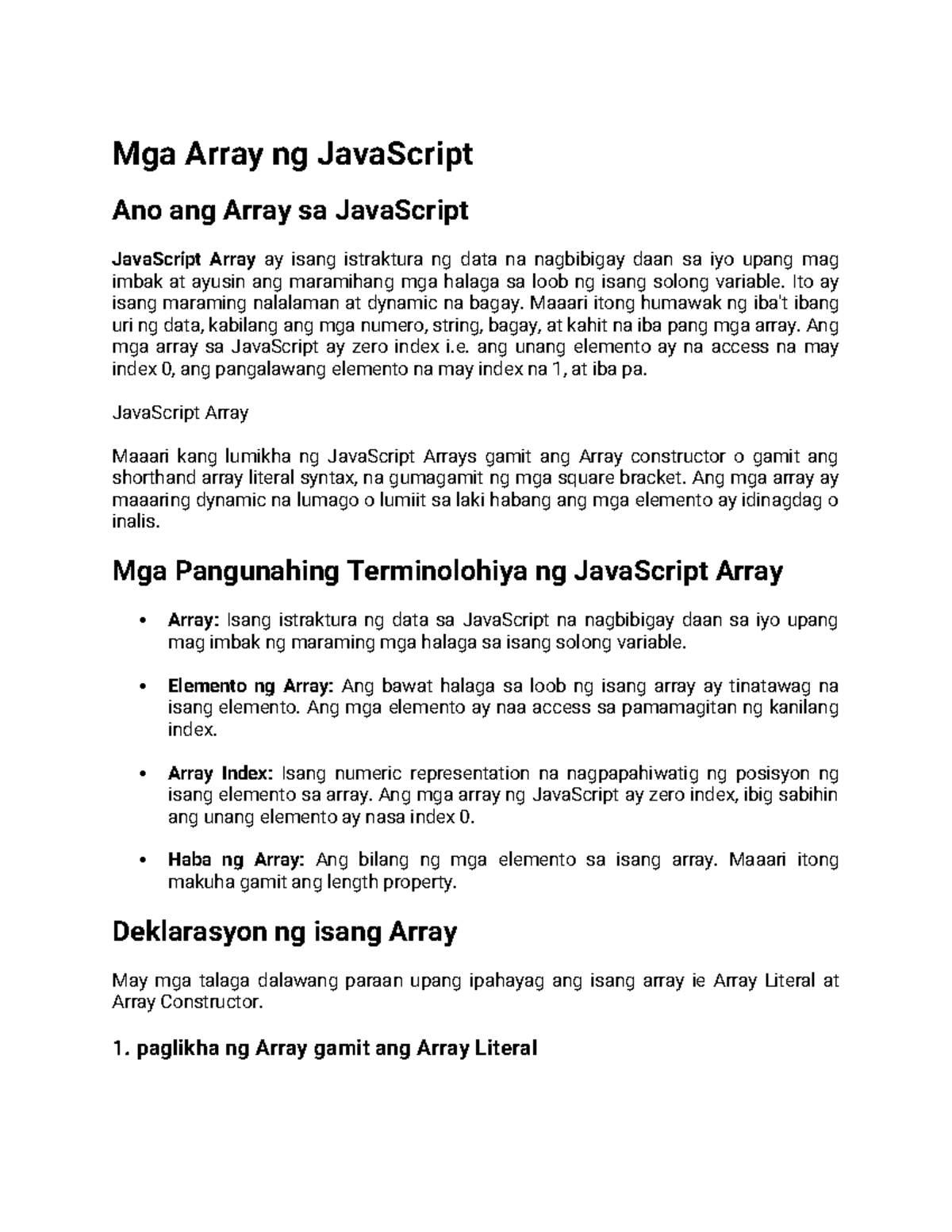 JS3 - dasgfzxvasdfg - Mga Array ng JavaScript Ano ang Array sa ...