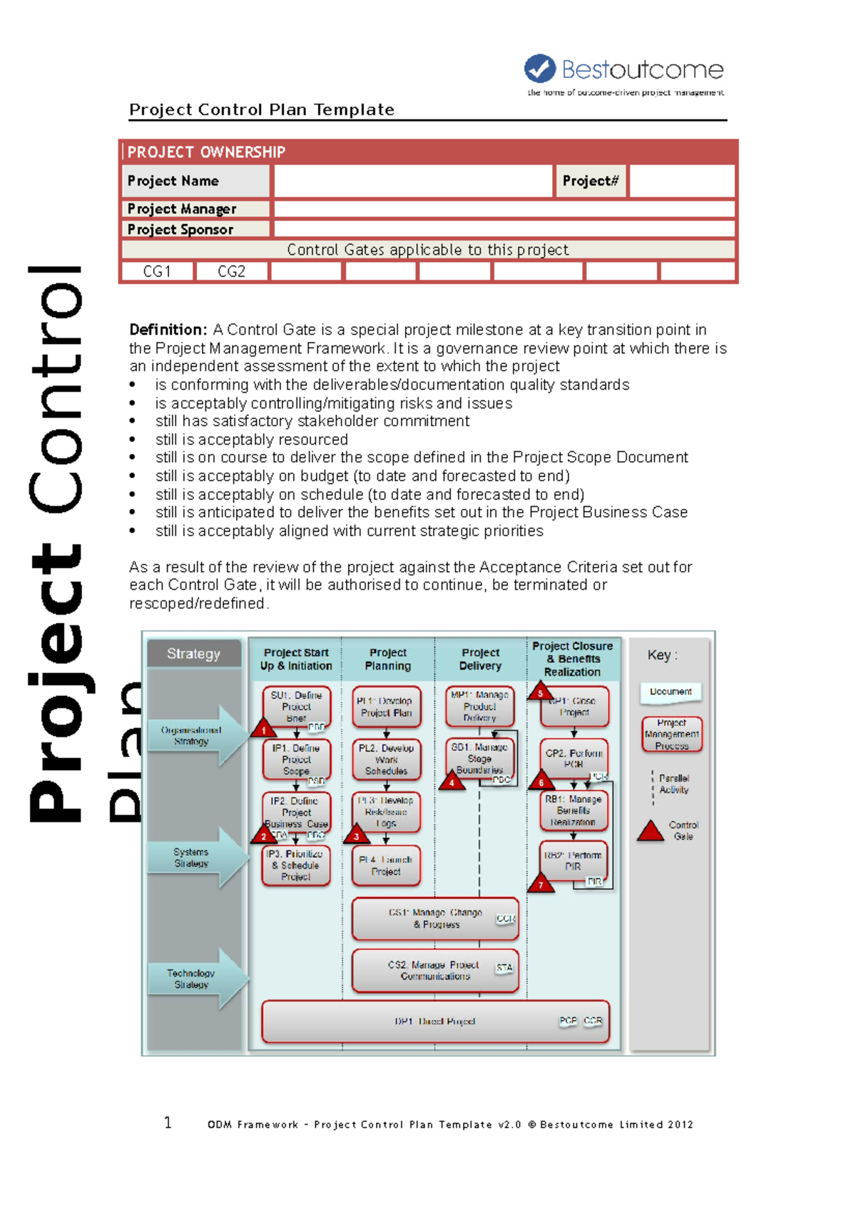 Project control plan template PRJM 1007 - Project Control Plan PROJECT ...