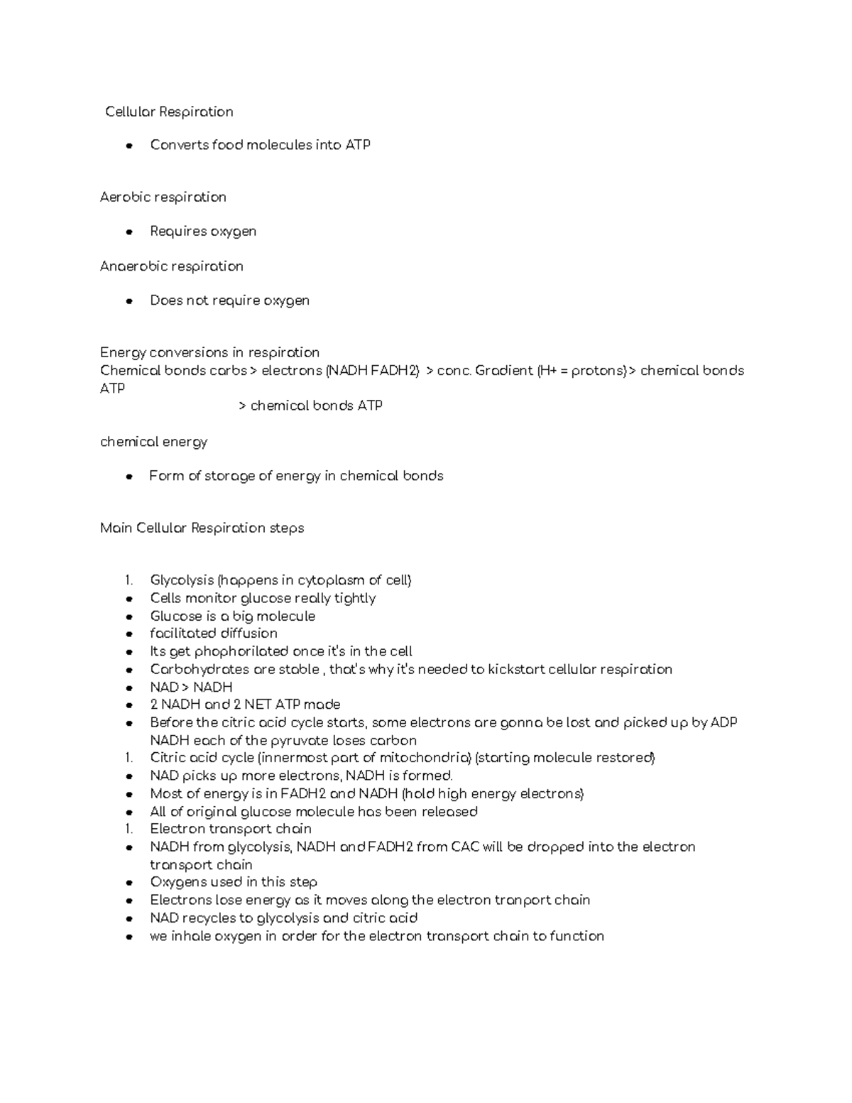 Cellular respiration - Lecture notes 4 - Cellular Respiration Converts ...