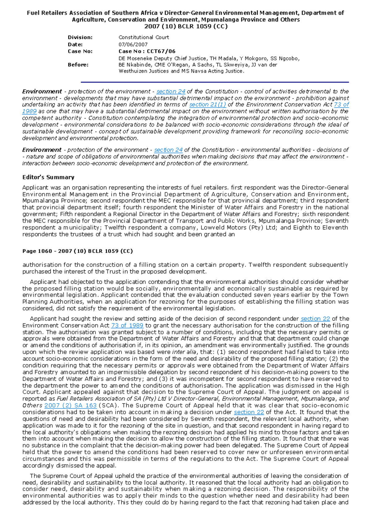 Fuel Retailers Association of Southern Africa v