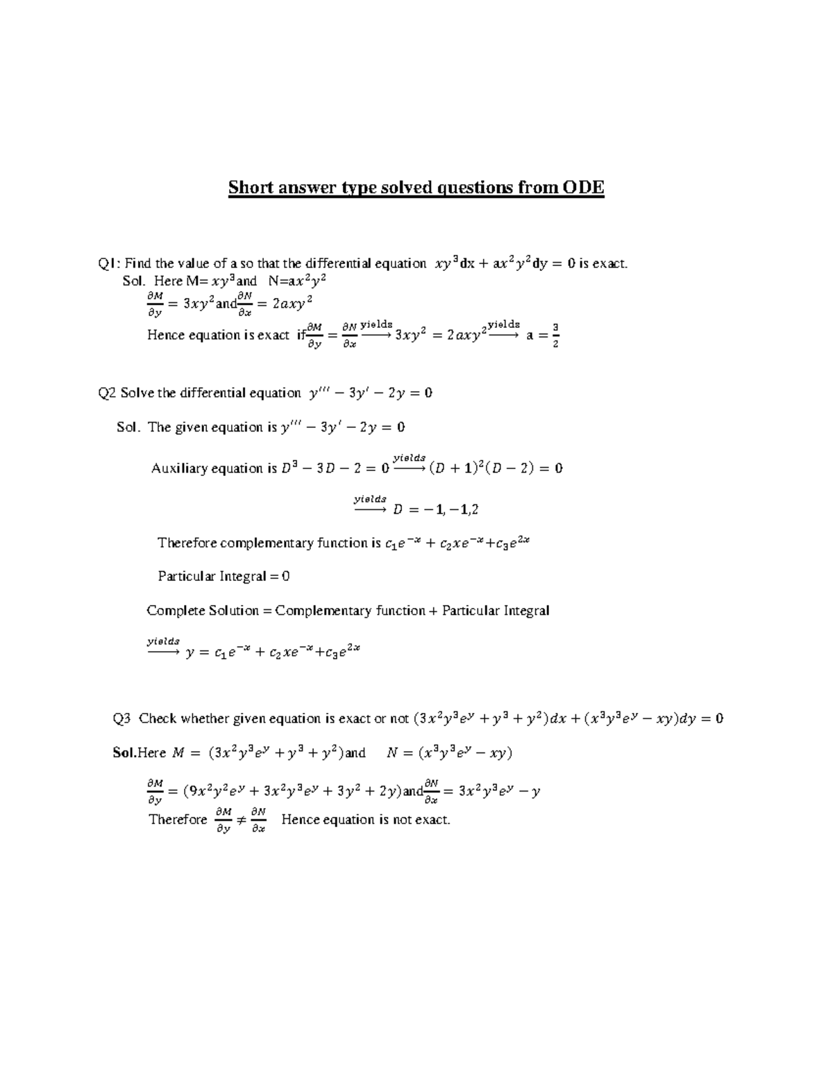 short-answer-type-questions-differential-equations-short-answer-type