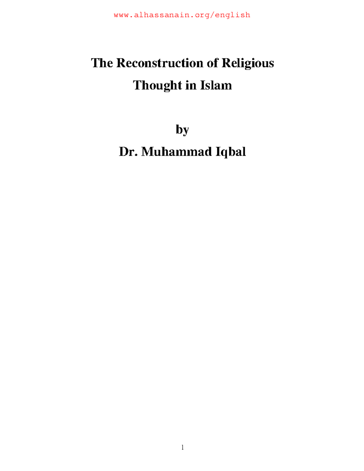 The reconstruction of religious thought in islam - The Reconstruction ...