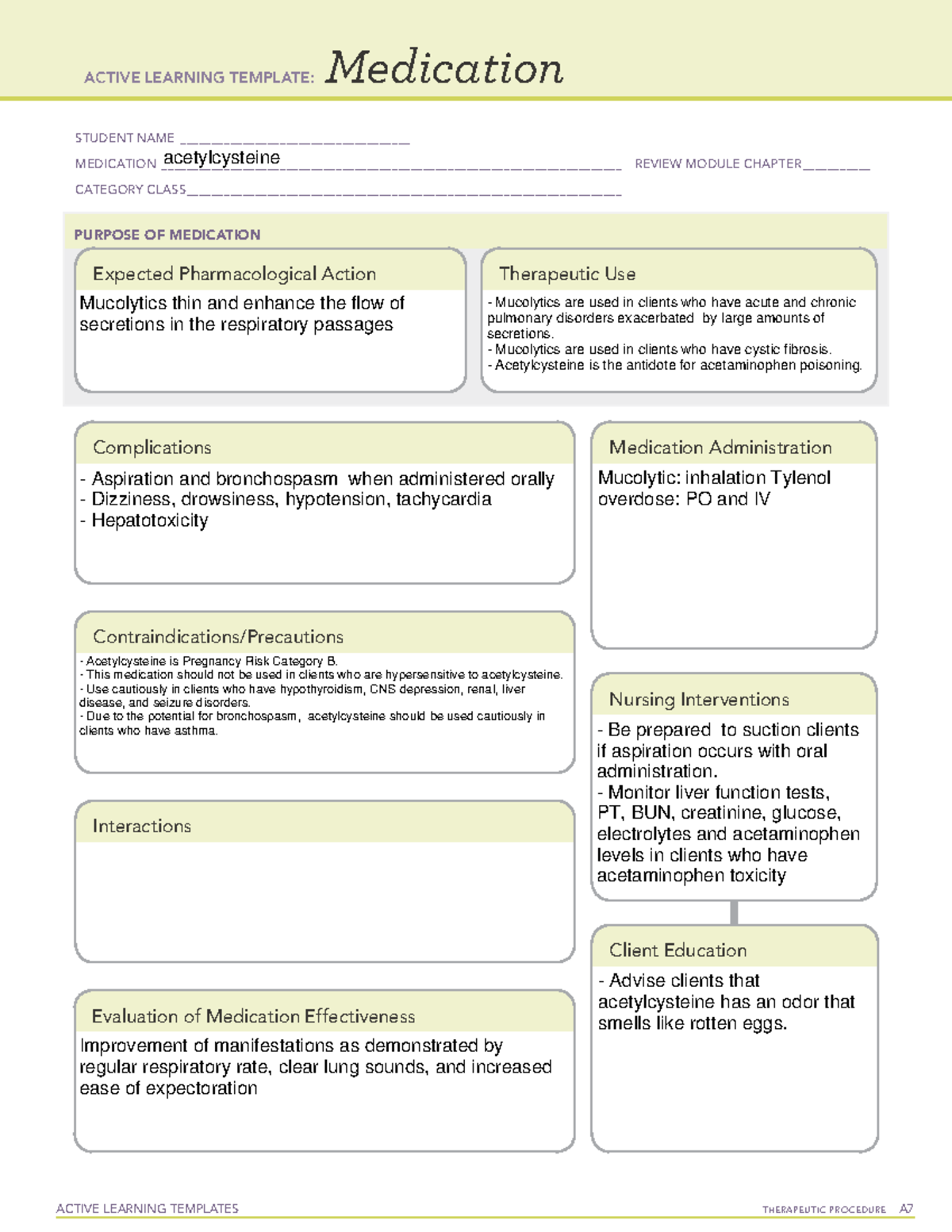 Acetylcyseine - na tes - ACTIVE LEARNING TEMPLATES THERAPEUTIC ...