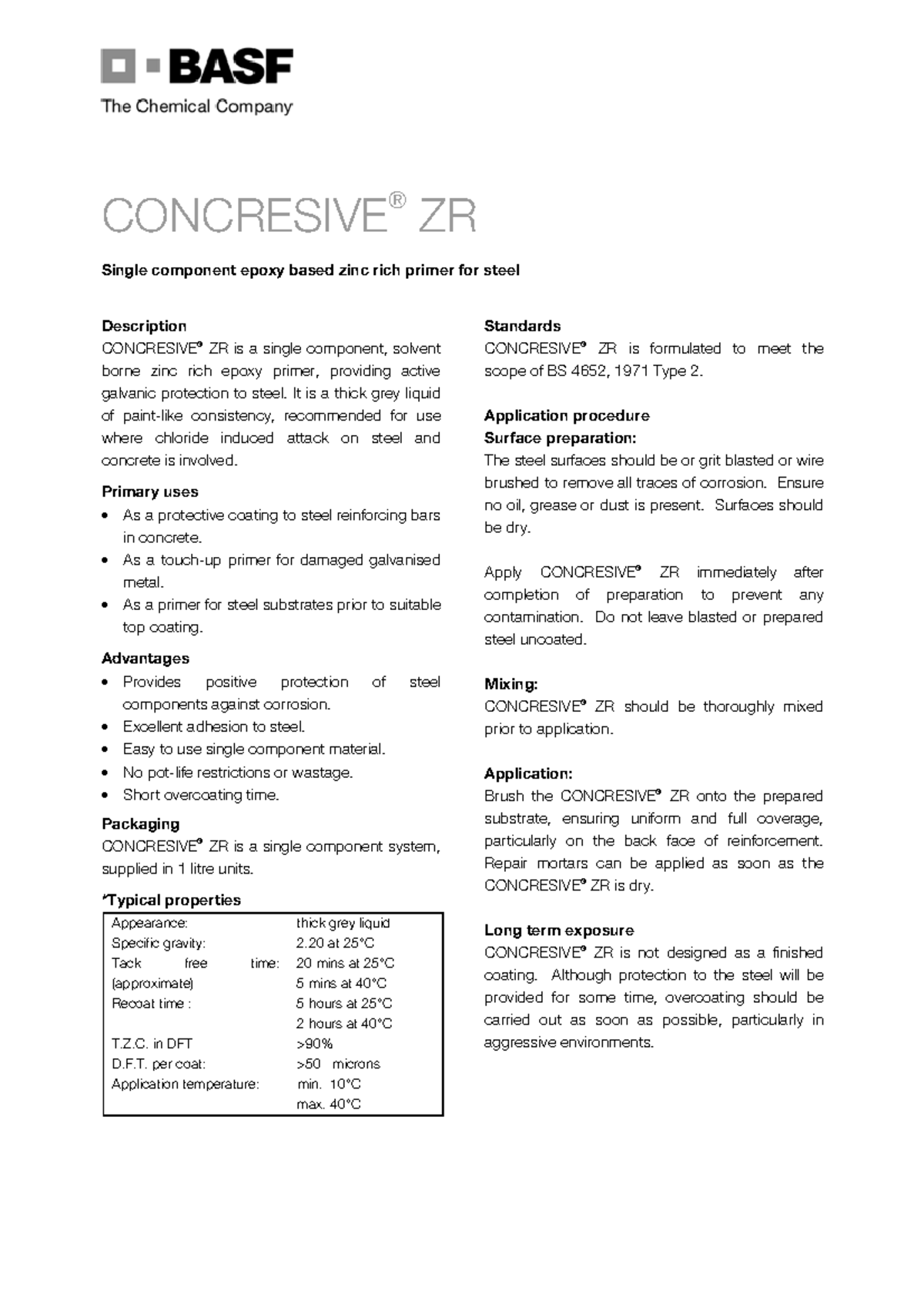 01 TDS Concresive ZR CONCRESIVE ® ZR Single component epoxy based
