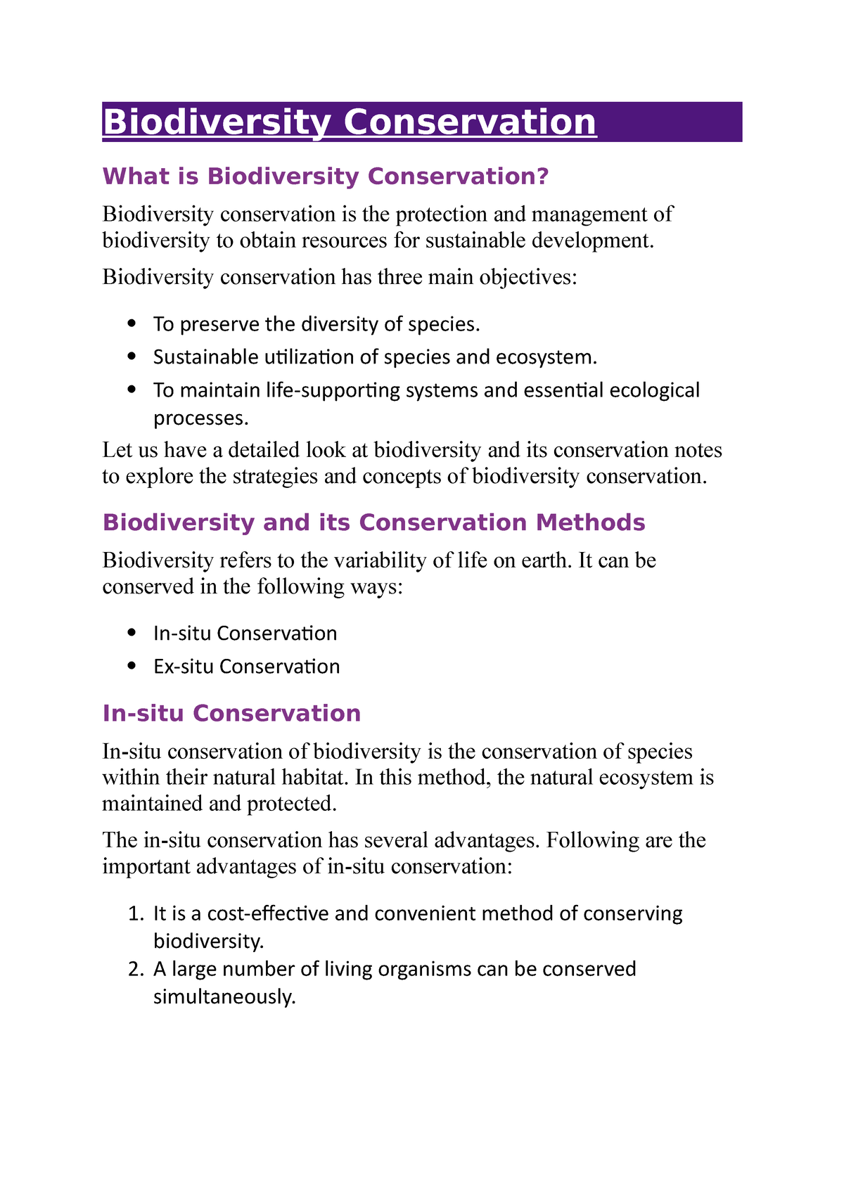 Biodiversity Conservation 22 - Biodiversity Conservation What Is ...