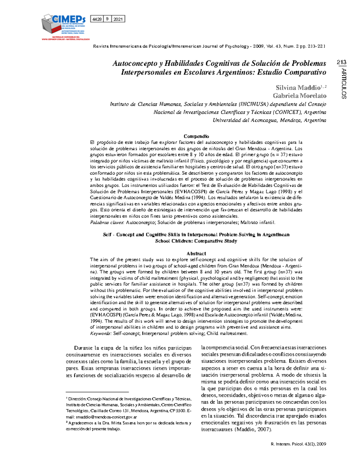 4428 - Texto Resumen - Revista Interamericana De Psicología ...