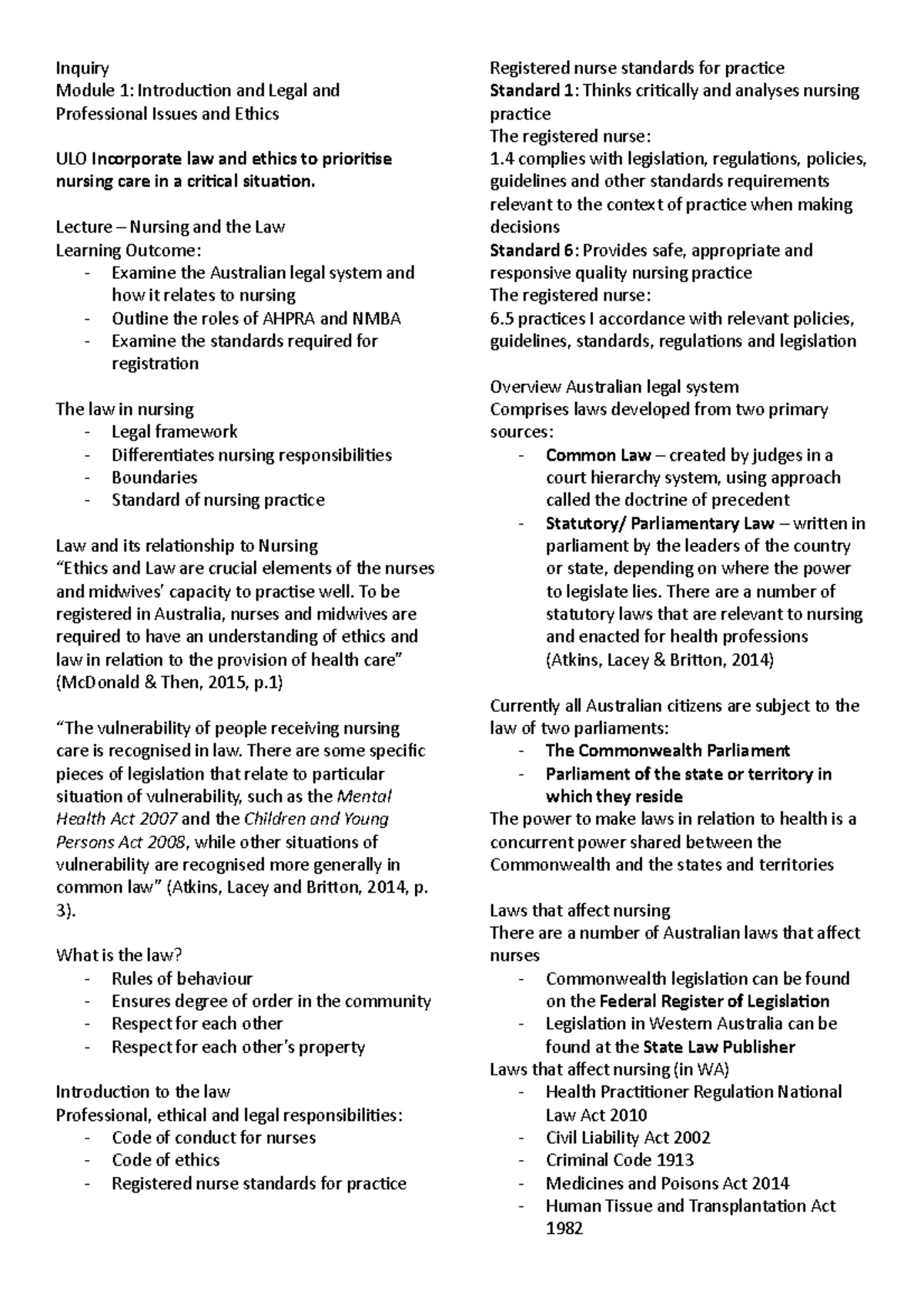 inquiry-module-1-lecture-nursing-and-the-law-learning-outcome