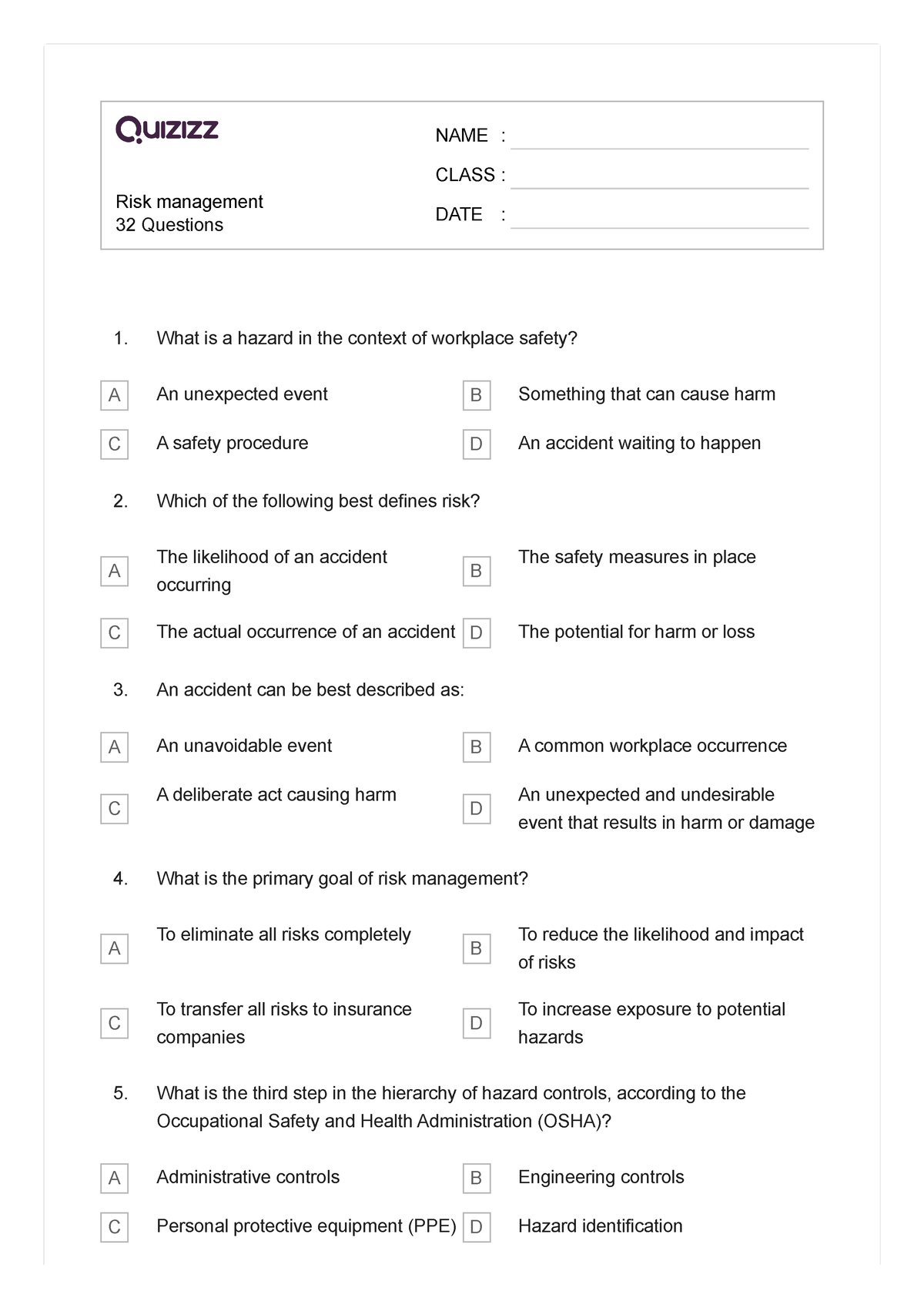 quiz-risk-management-risk-management-32-questions-name-class-date