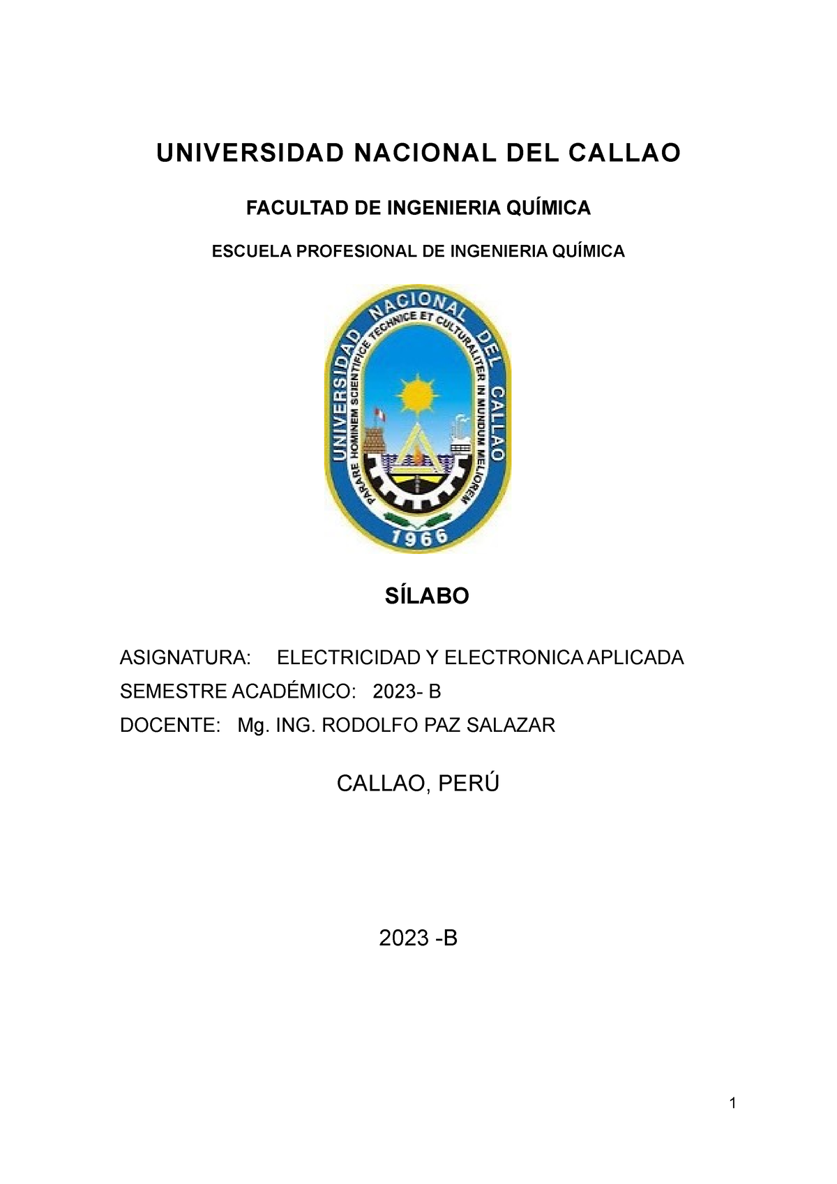 Silabo - Electricidad Y Electrónica Aplicada 2023 B - UNIVERSIDAD ...