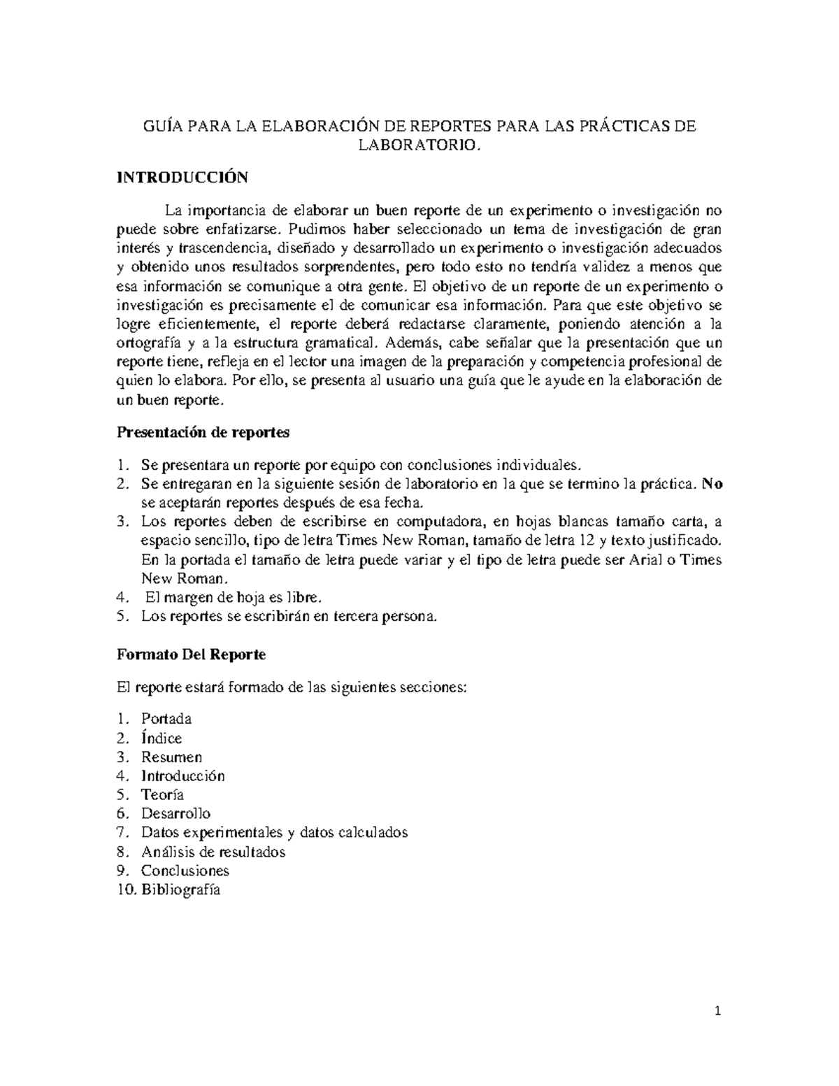 Guia Para Elaboracion De Reporte De Laboratorio GuÍa Para La