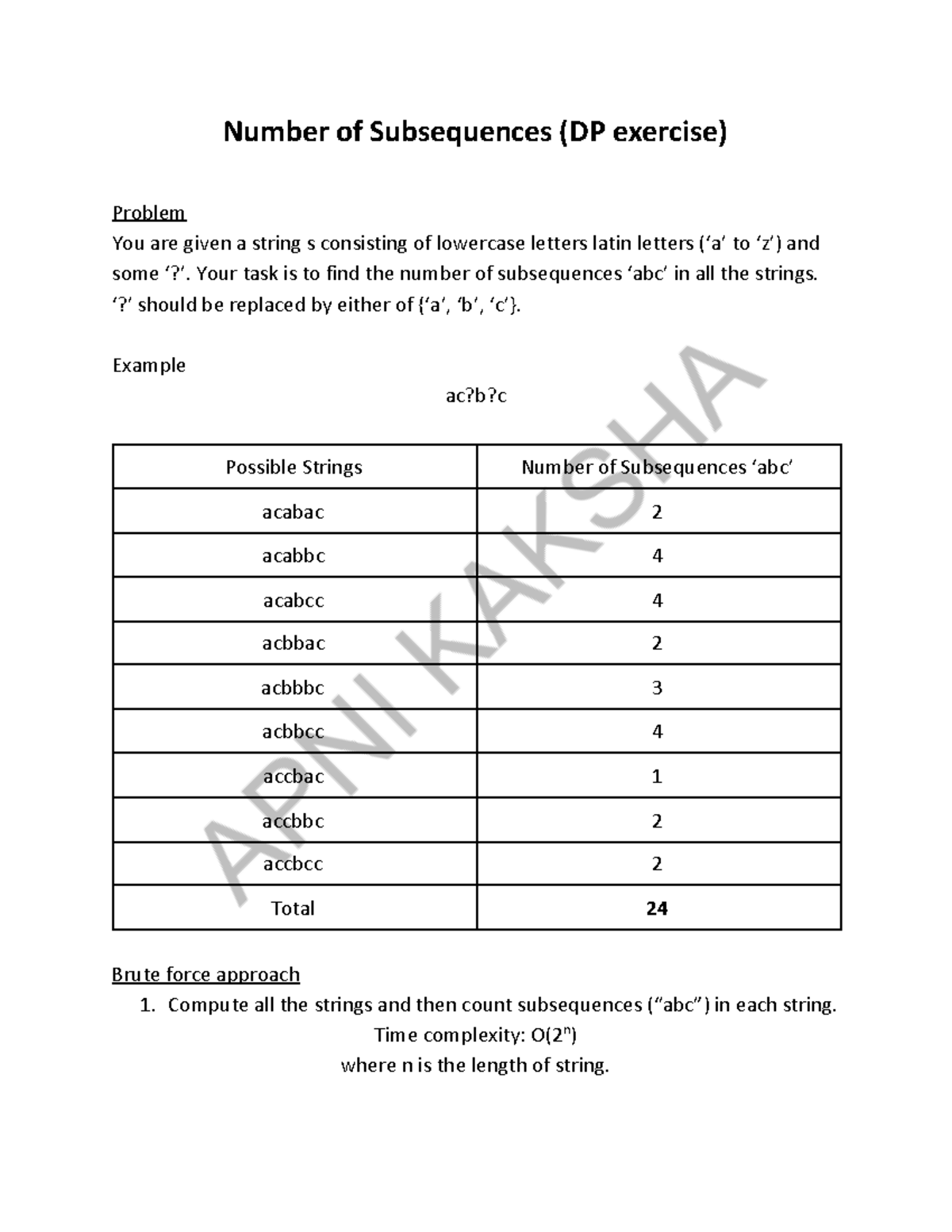Number of Subsequences (DP exercise) - Number of Subsequences (DP ...