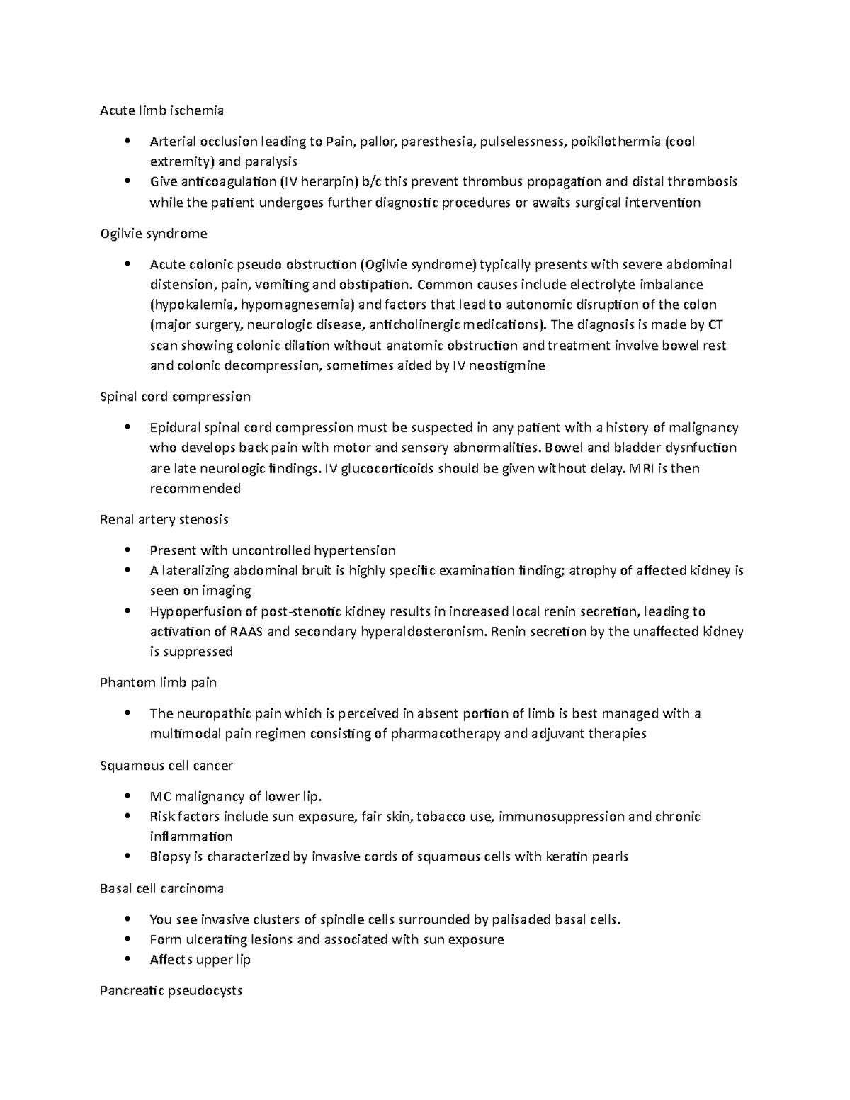 Uworld Surgery Note 7 - Acute Limb Ischemia Arterial Occlusion Leading ...