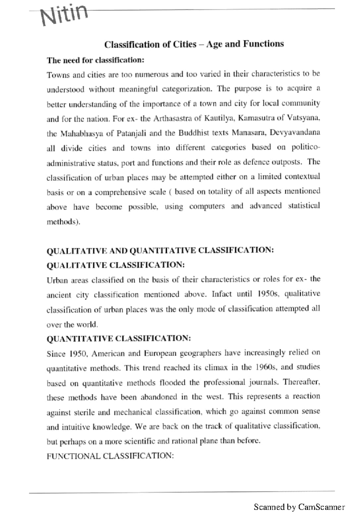 Classification of towns Urban Geography Studocu