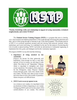 CWTS Lesson 1-5 - Handouts For NSTP CWTS - NATIONAL SERVICE TRAINING ...