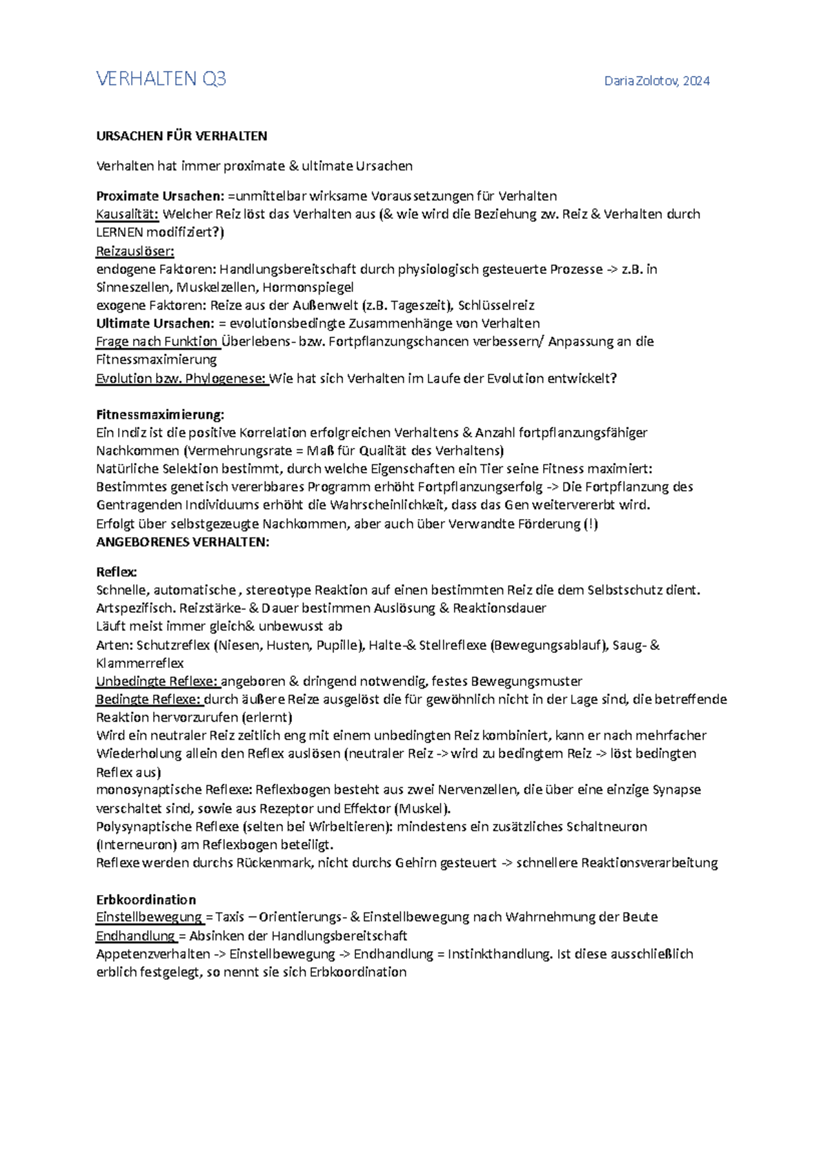 Proximate Und Ultimate Ursachen Verhaltensbiologie Q3 - URSACHEN FÜR VERHALTEN Verhalten hat immer