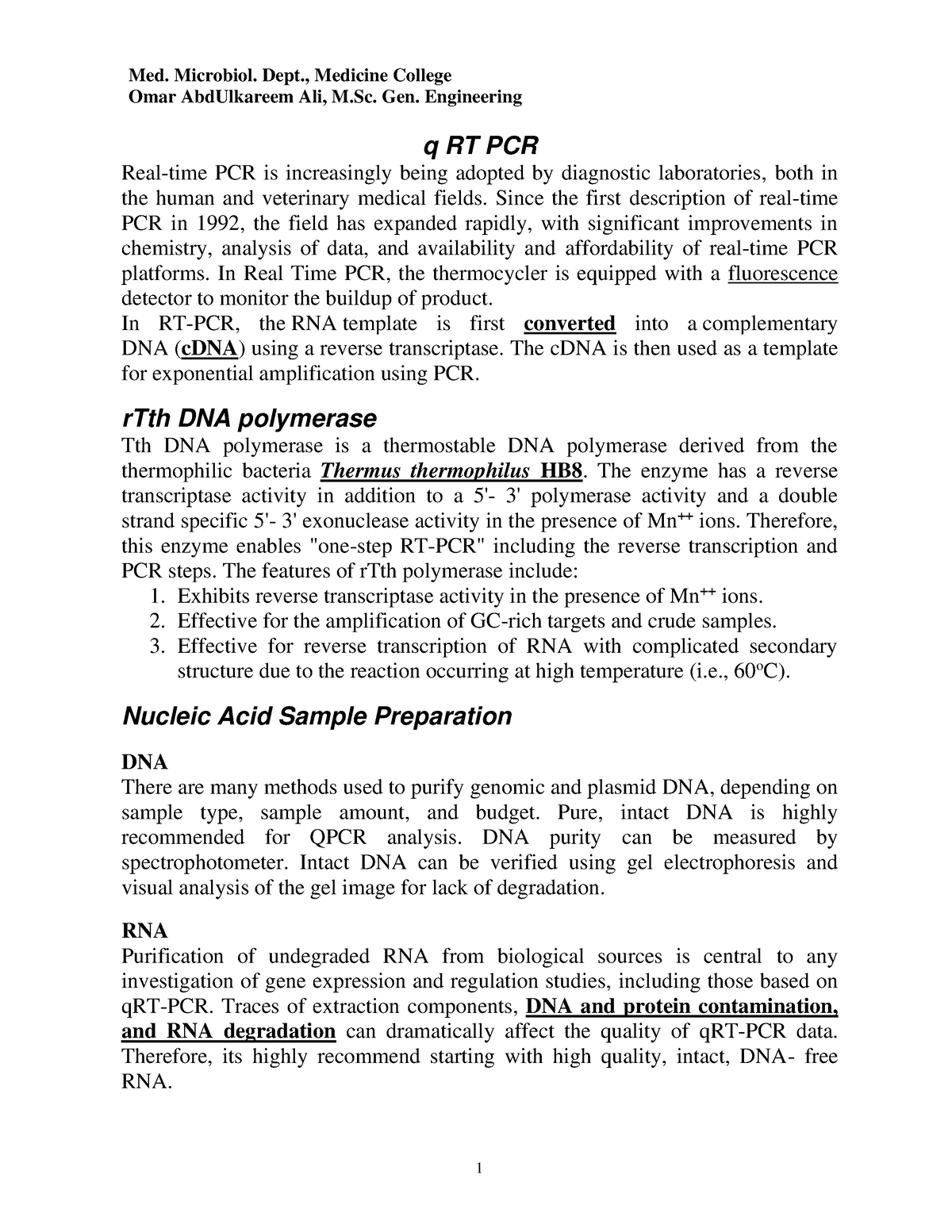 Q Rt Pcr - Q Rt Pcr - Q Rt Pcr Real-time Pcr Is Increasingly Being 