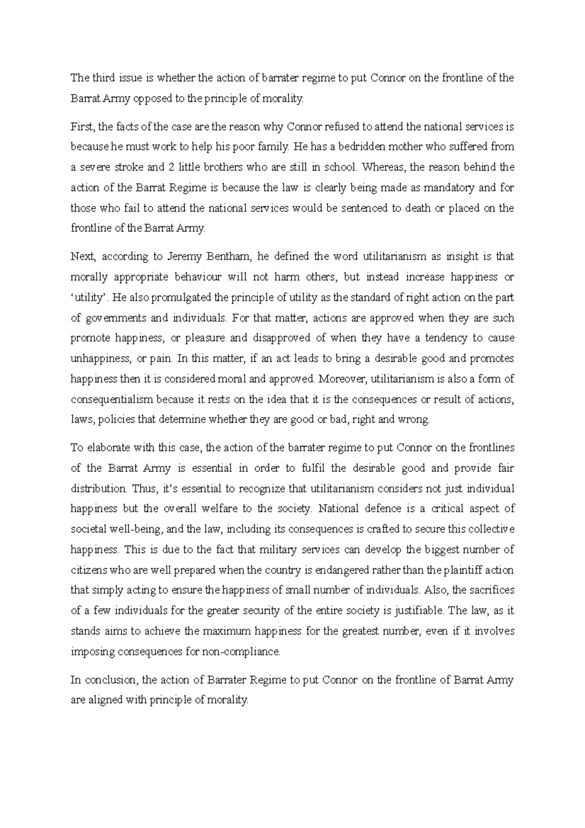 mooting script essay - The third issue is whether the action of ...