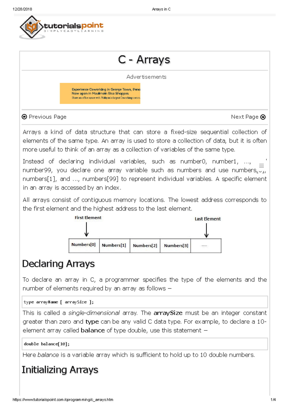 Arrays in C - encik faizal - 12/28/2018 Arrays in C C - Arrays ...