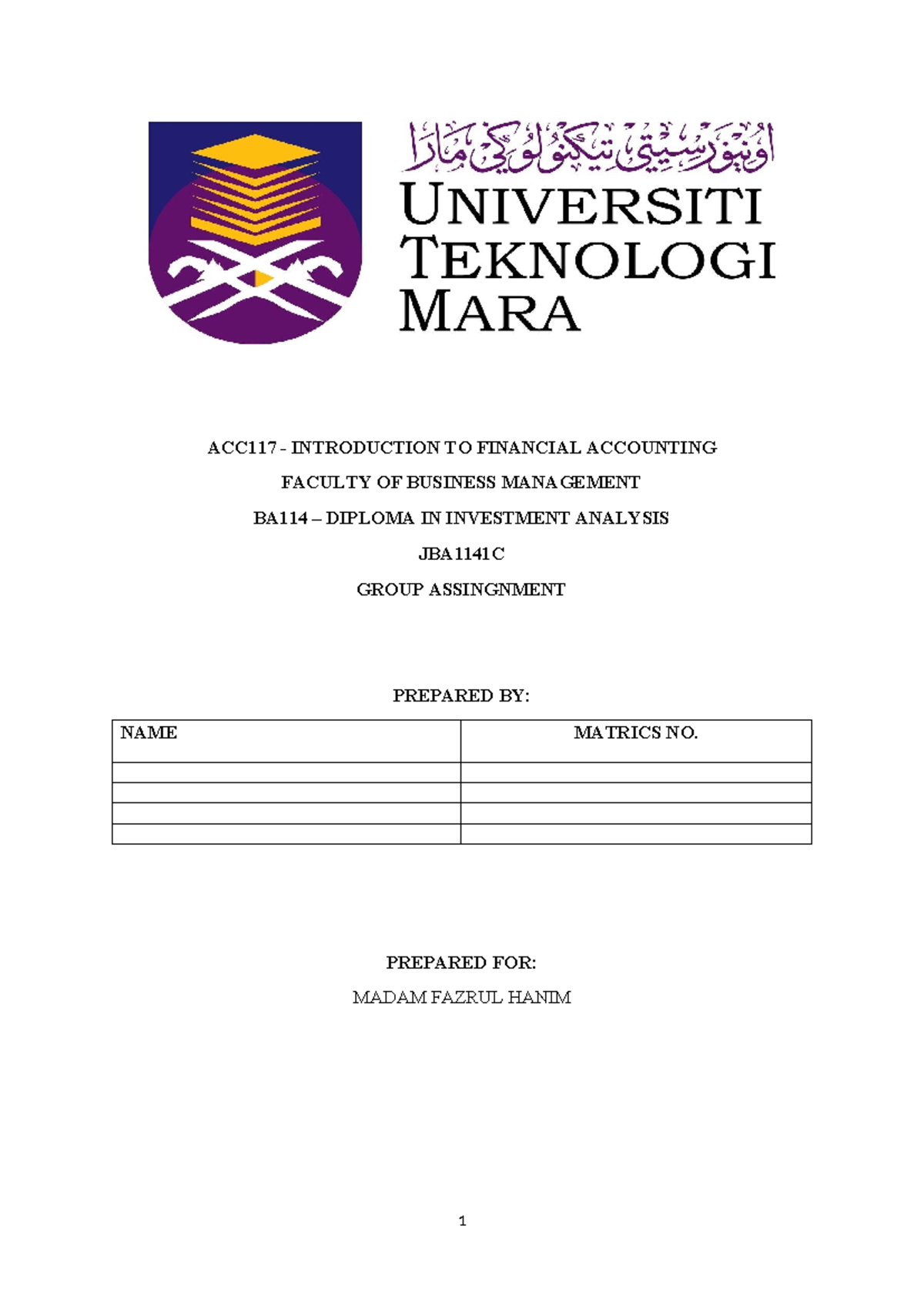 acc117 group assignment conclusion