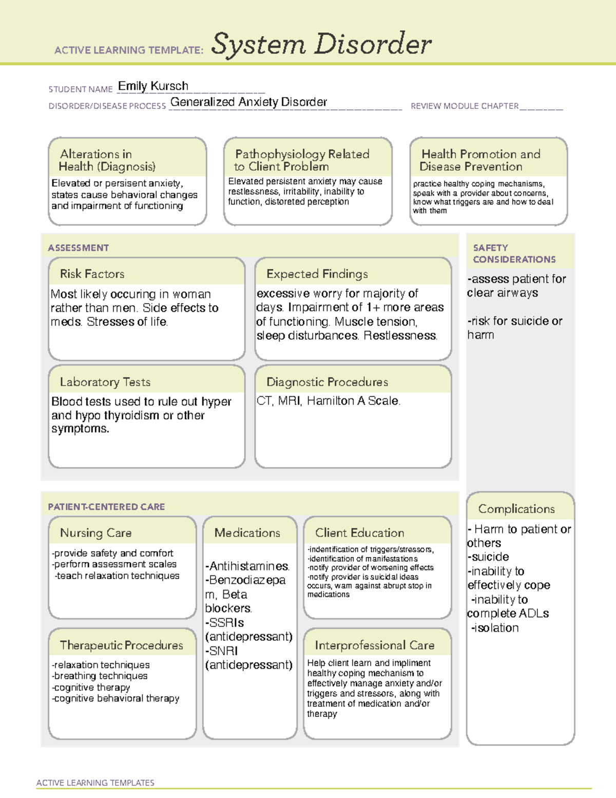 Ek - mdc 2 - ACTIVE LEARNING TEMPLATES System Disorder STUDENT NAME ...