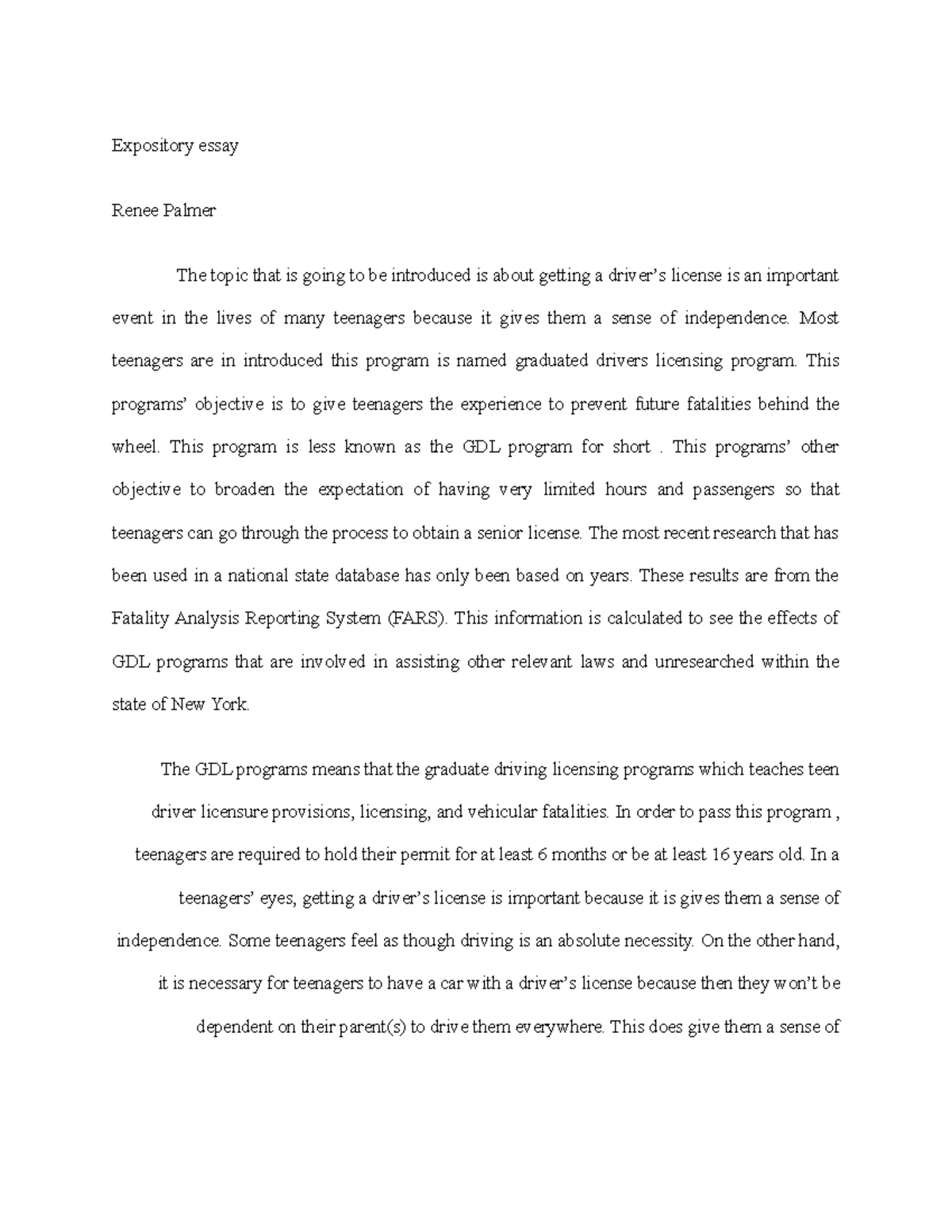 Ex essay - Expository essay Renee Palmer The topic that is going to be ...