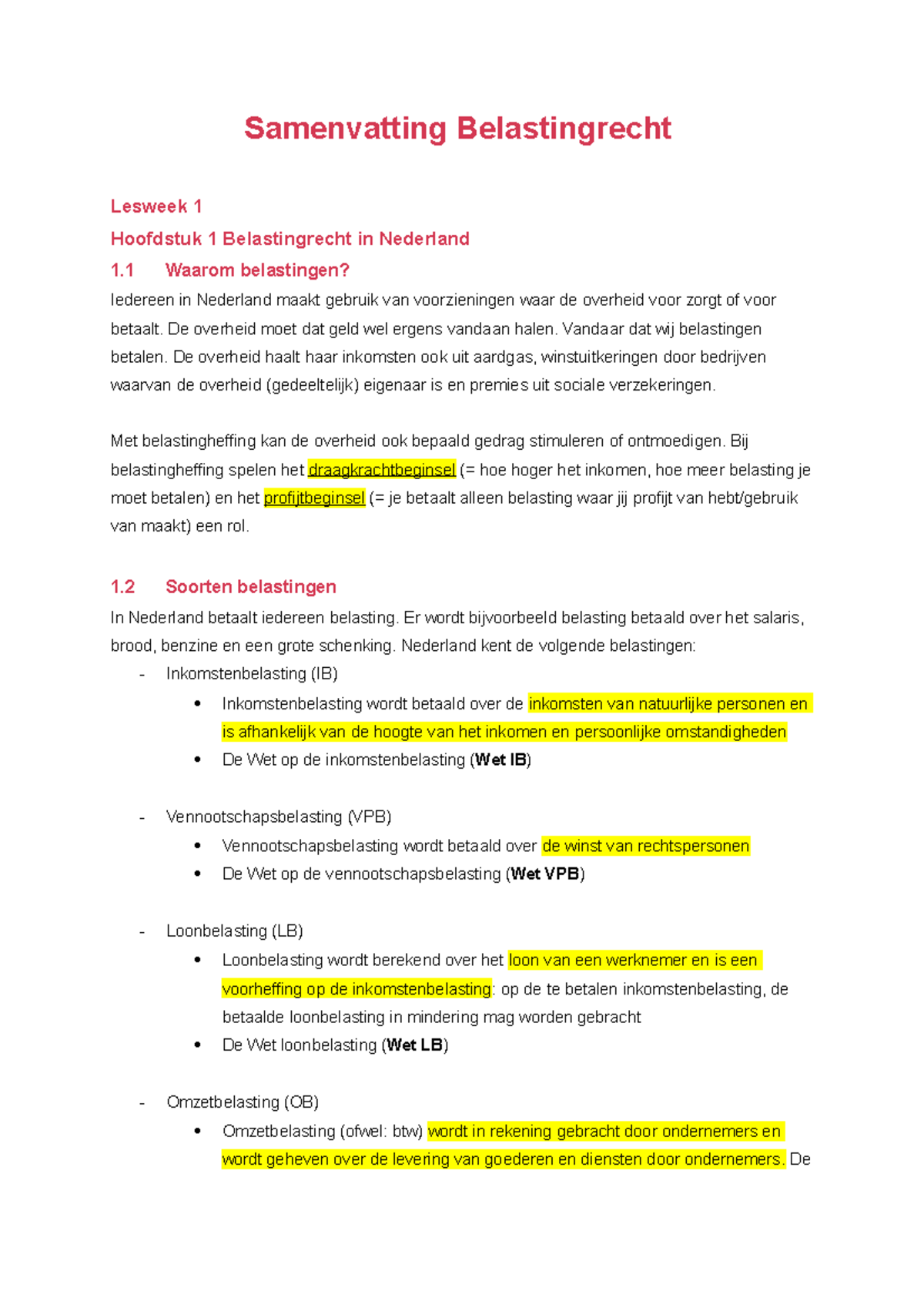 Samenvatting Belastingrecht - De Overheid Moet Dat Geld Wel Ergens ...