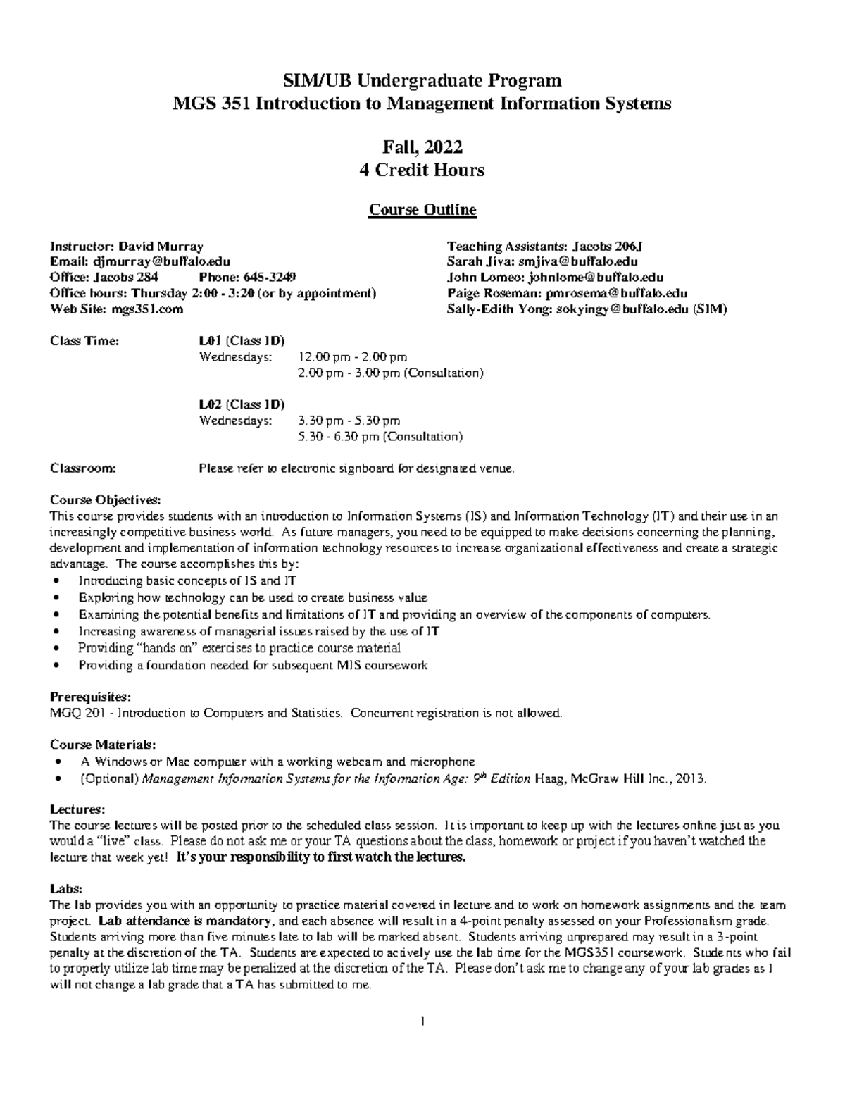 MGS351 Syllabus SIM Final - SIM/UB Undergraduate Program MGS 351 ...