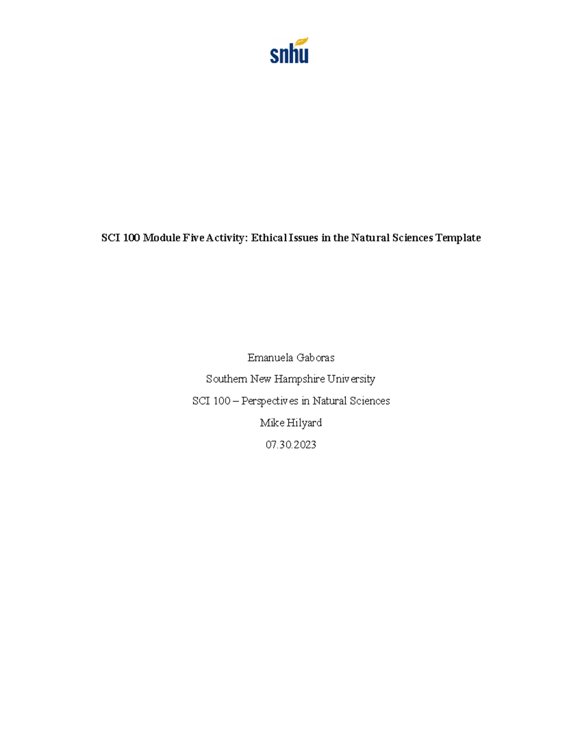 SCI 100 Module Five Activity Template-2 - SCI 100 Module Five Activity ...