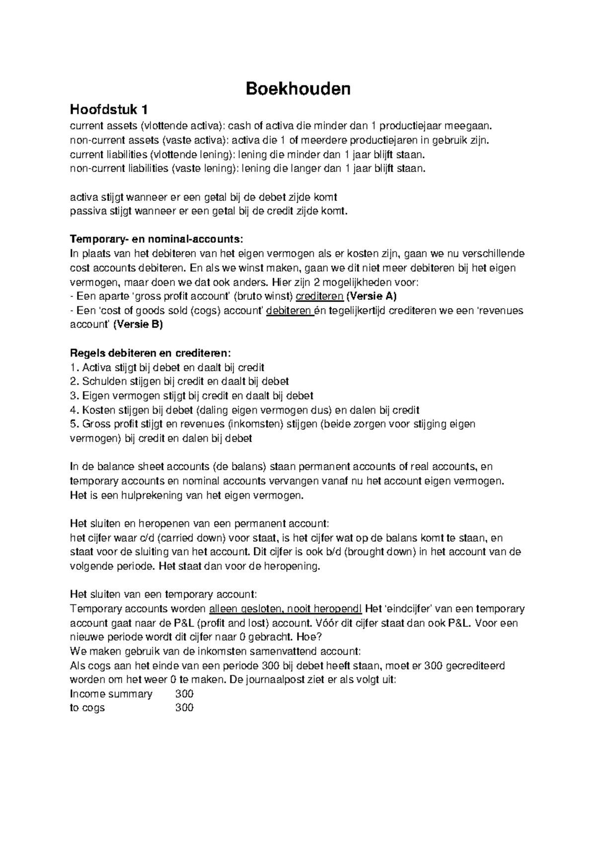 Samenvatting Boekhouden En Cost Accounting: H1-3 - Boekhouden Hoofdstuk ...