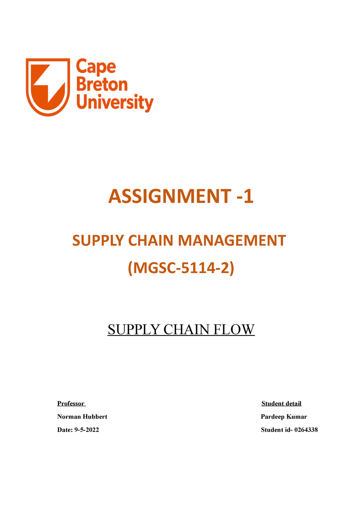 assignment on supply chain management pdf