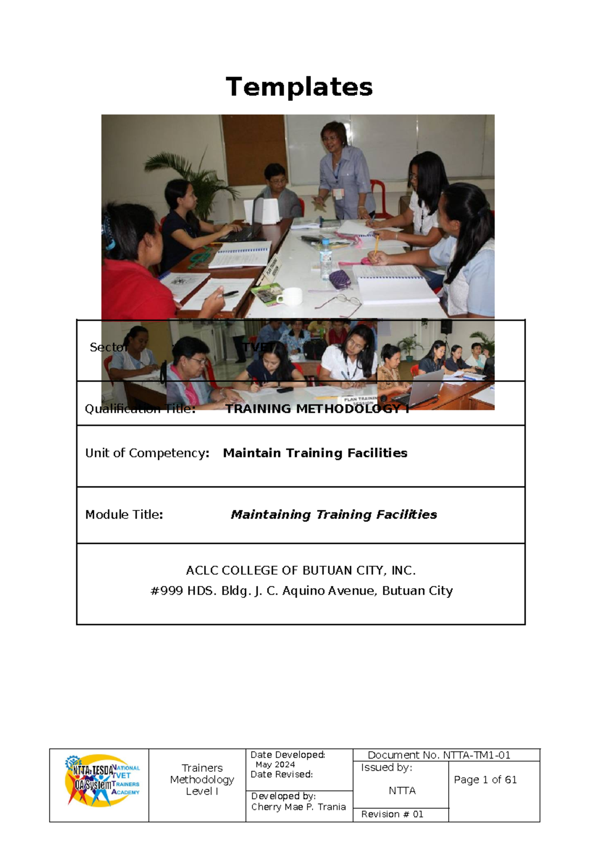 Template-Maintain Training Facilities - Templates Sector : TVET ...