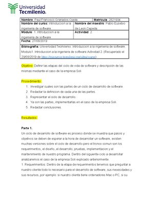 Evidencia 1 - Introducción a la Ingeniería de Software Evidencia 1 ...