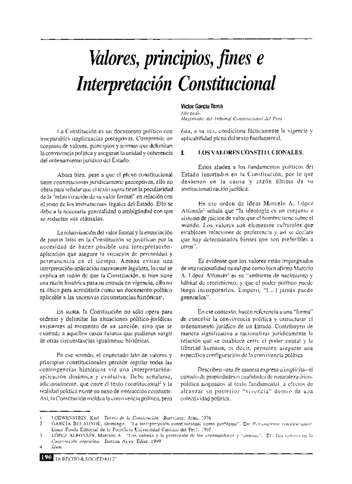 Valores, Principios, Fines E Interpretación Constitucional - Victor ...