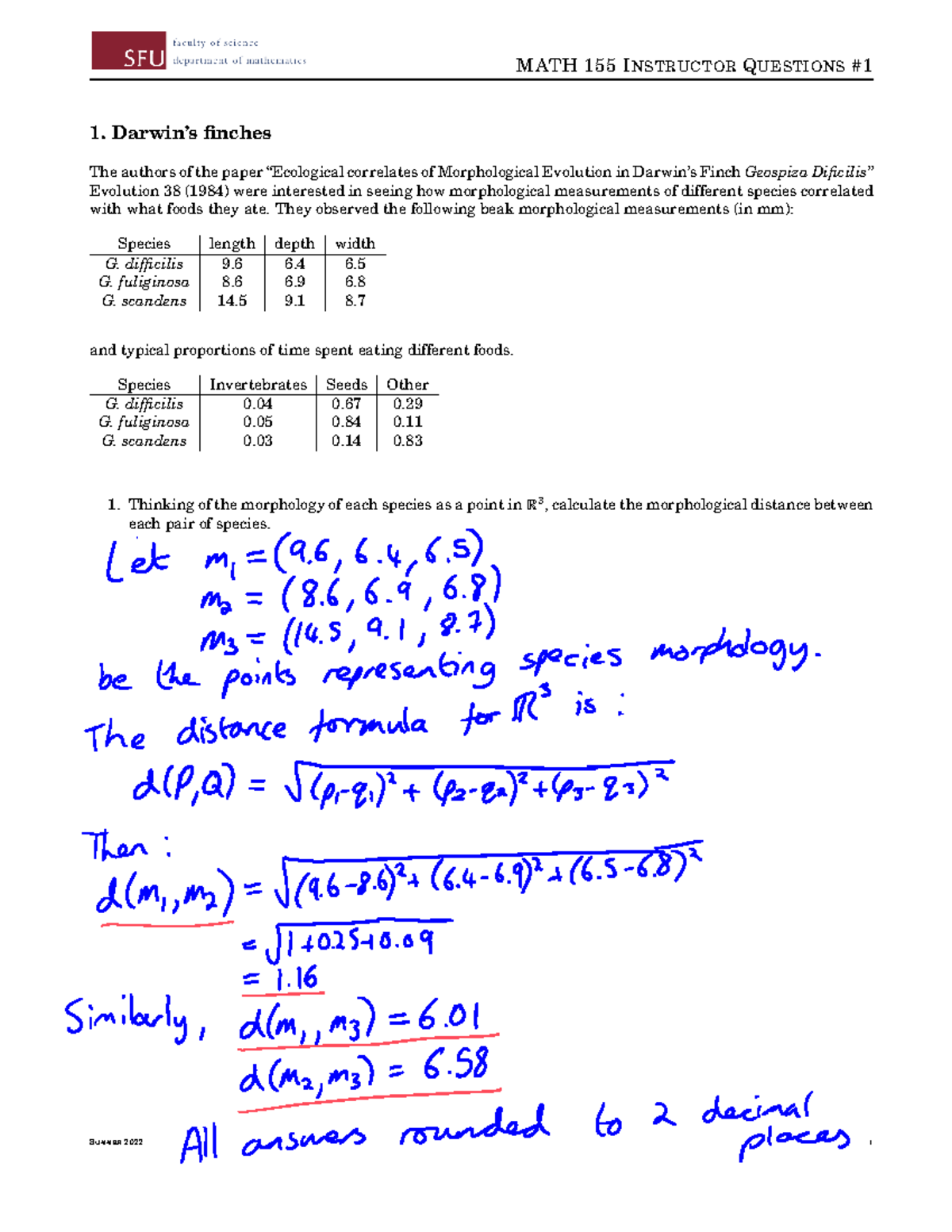 Instructor Questions 1-Solutions - MATH 155 I NSTRUCTOR Q UESTIONS 1 ...