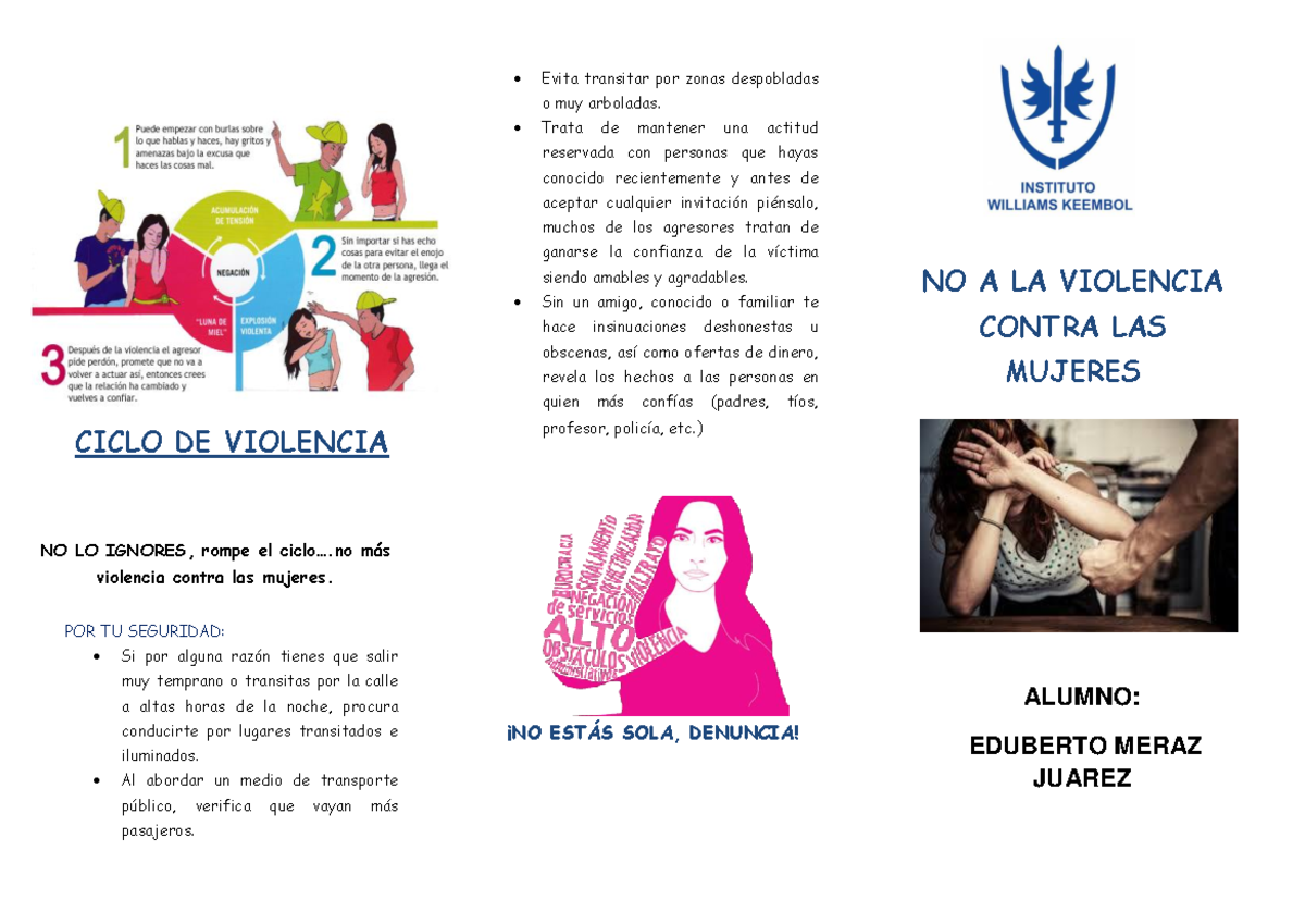 Triptico No Violencia Contra La Mujer www.studocu.com