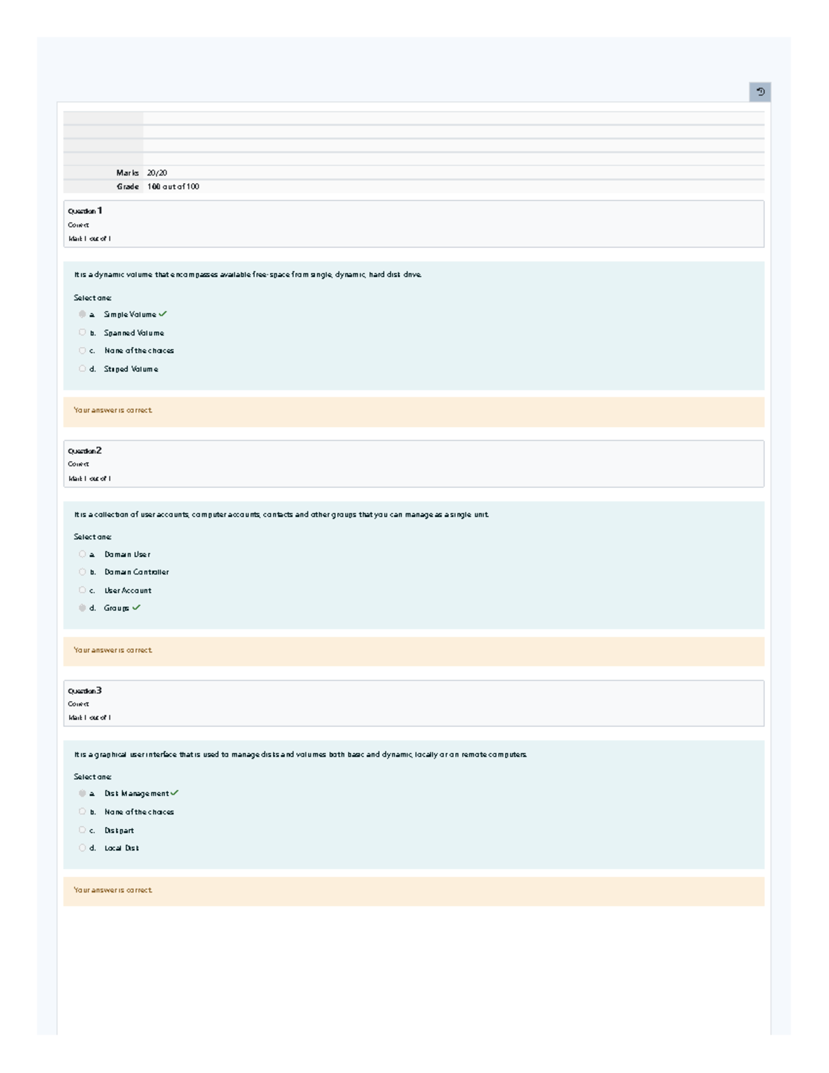 Midterm Quiz 2 CS6206 - Marks 20/ Grade 100 Out Of 100 Question 1 ...