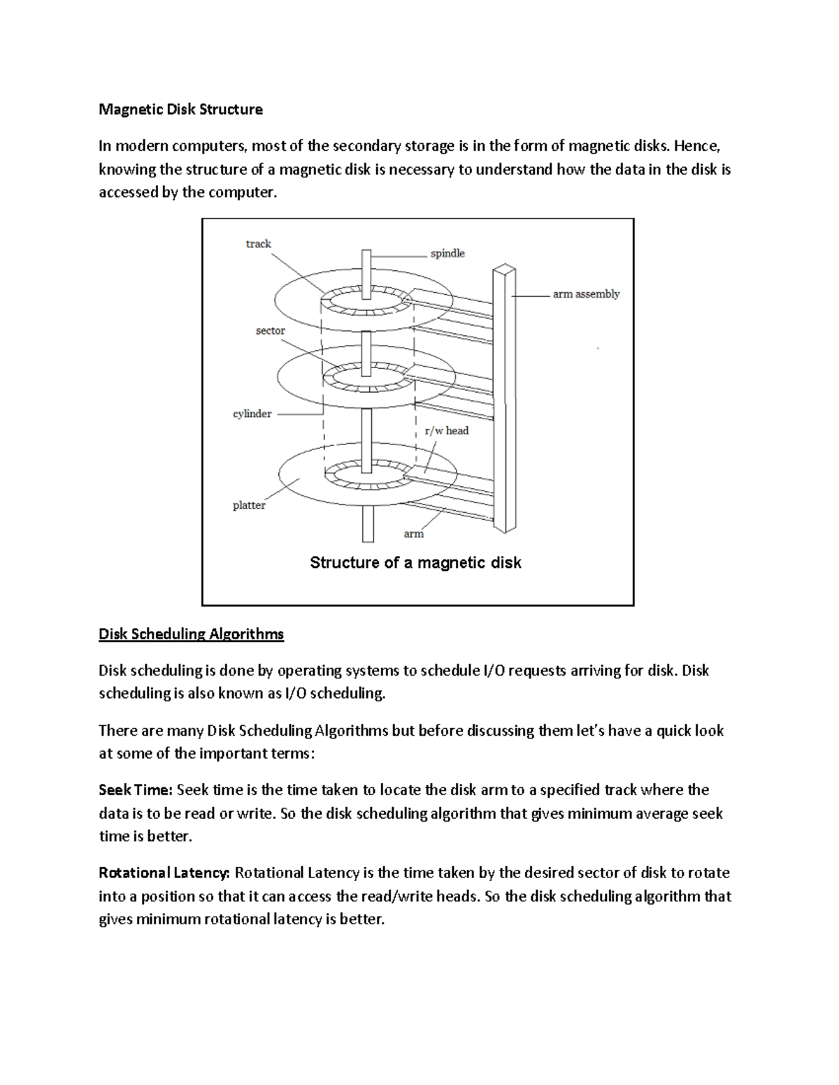 Os4th - Magnetic Disk Structure In modern computers, most of the ...