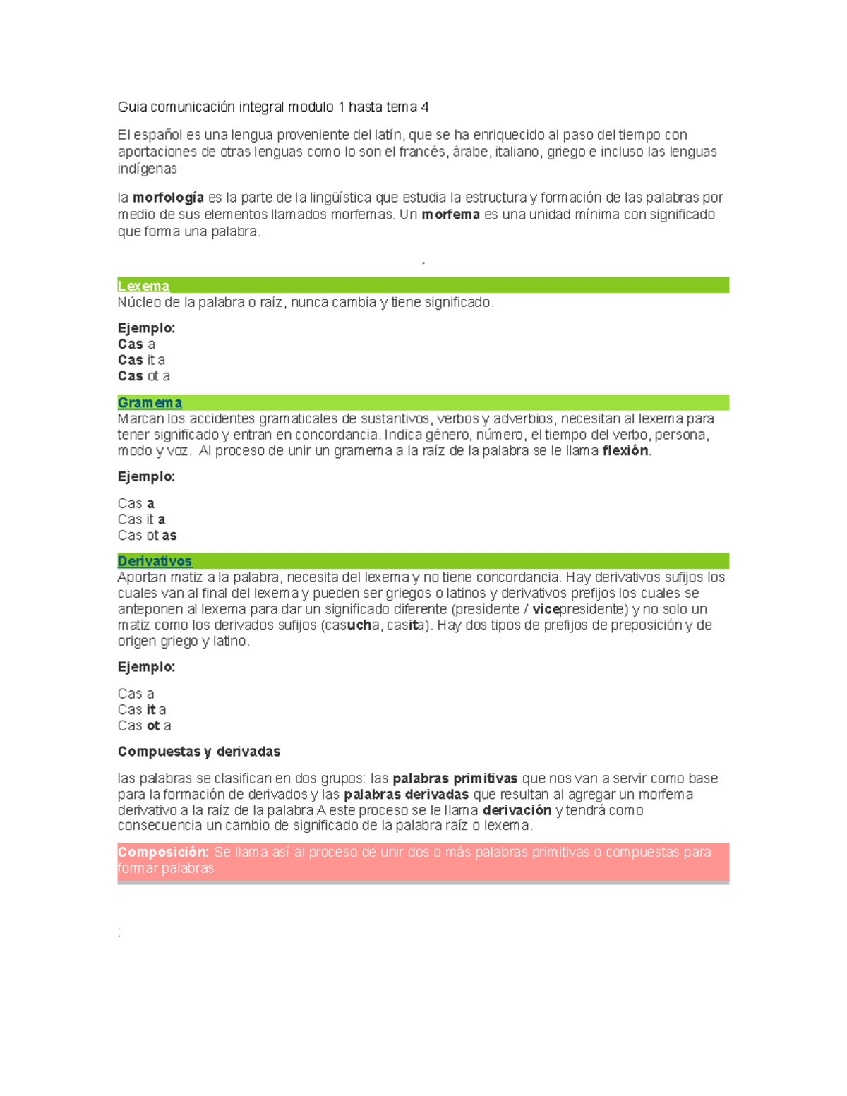 Guia comunicación integral modulo 1 hasta tema 4 Un morfema es una unidad mínima con Guia comunicación integral modulo 1 hasta tema 4 Un morfema es una unidad mínima con
