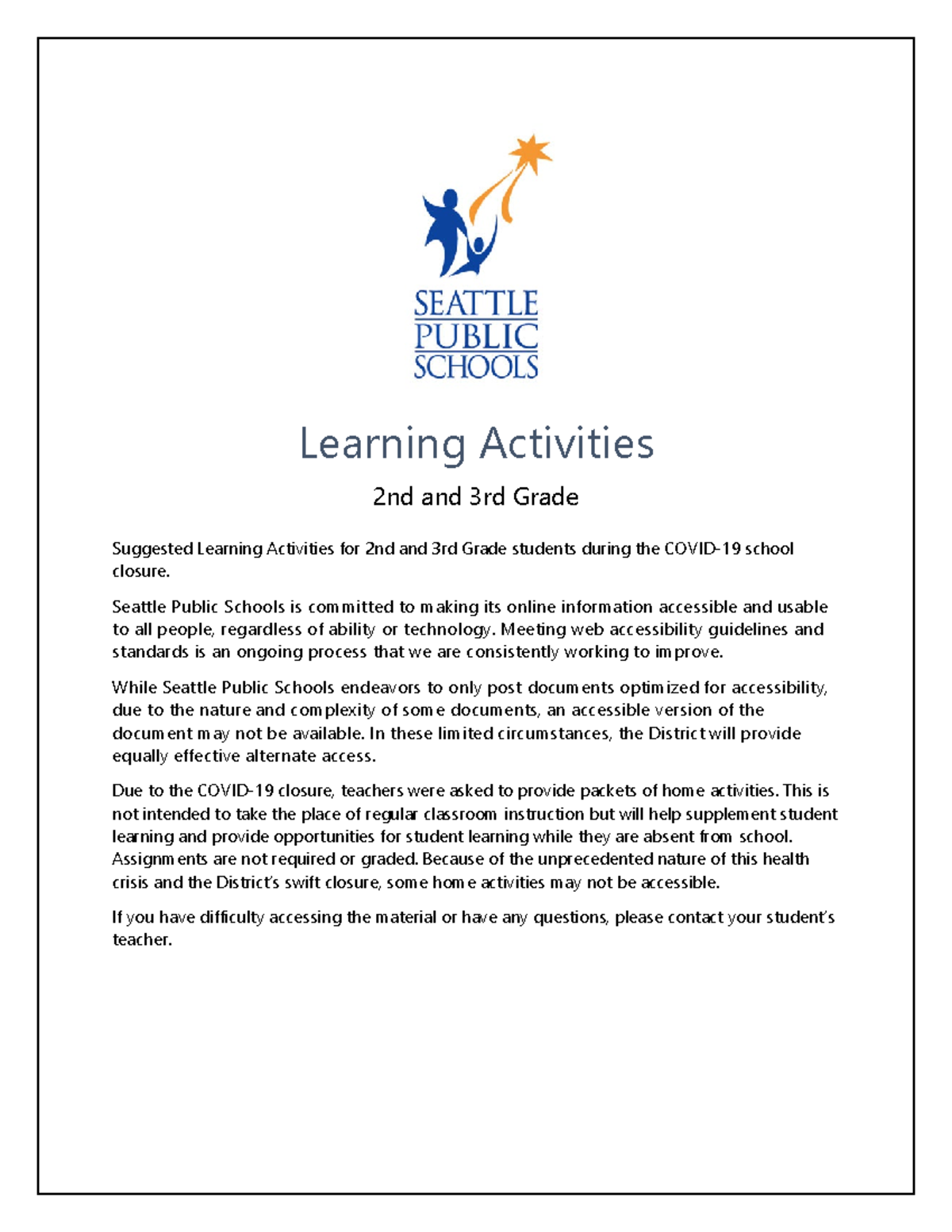 Learning Packet 2 3 june1 - Learning Activities 2nd and 3rd Grade ...