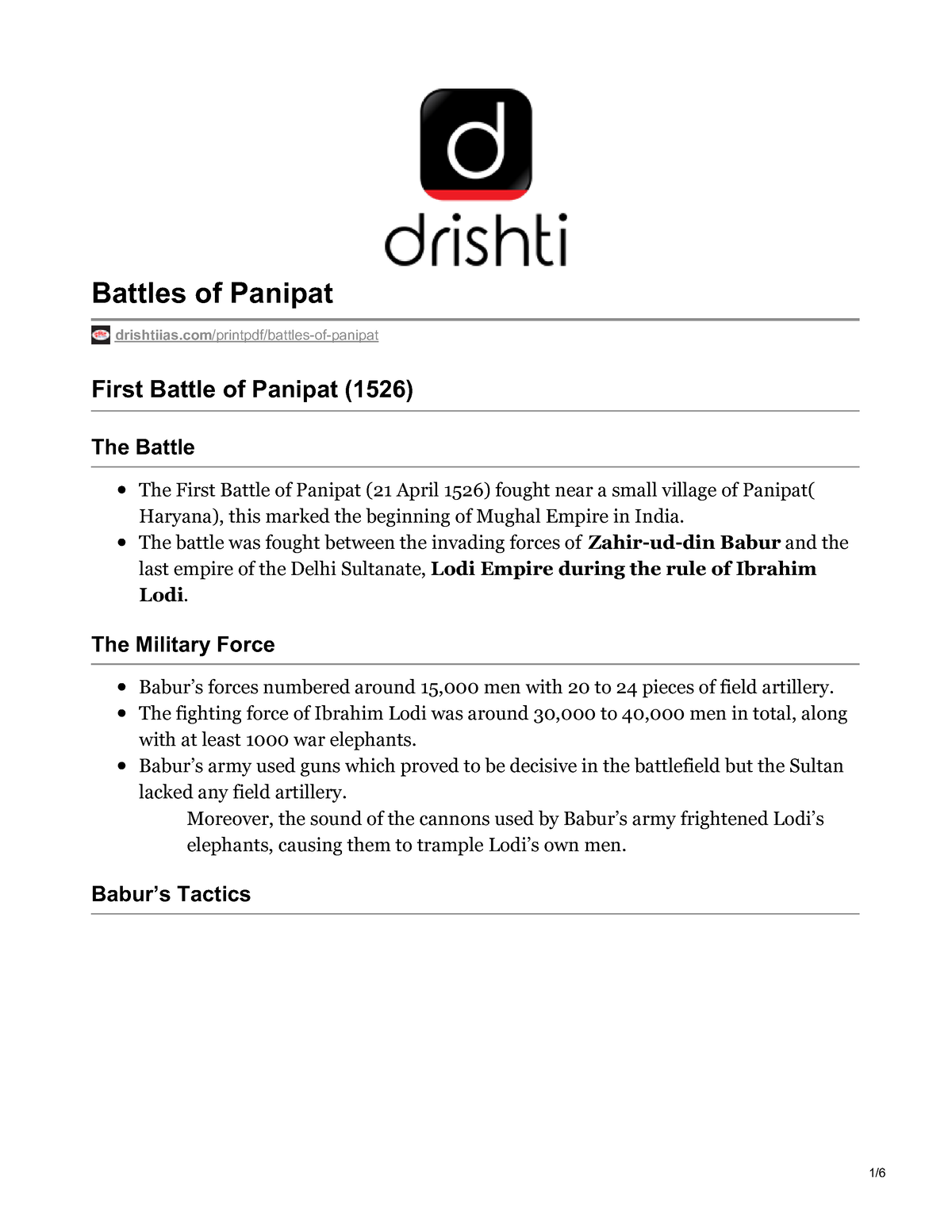 essay on first battle of panipat