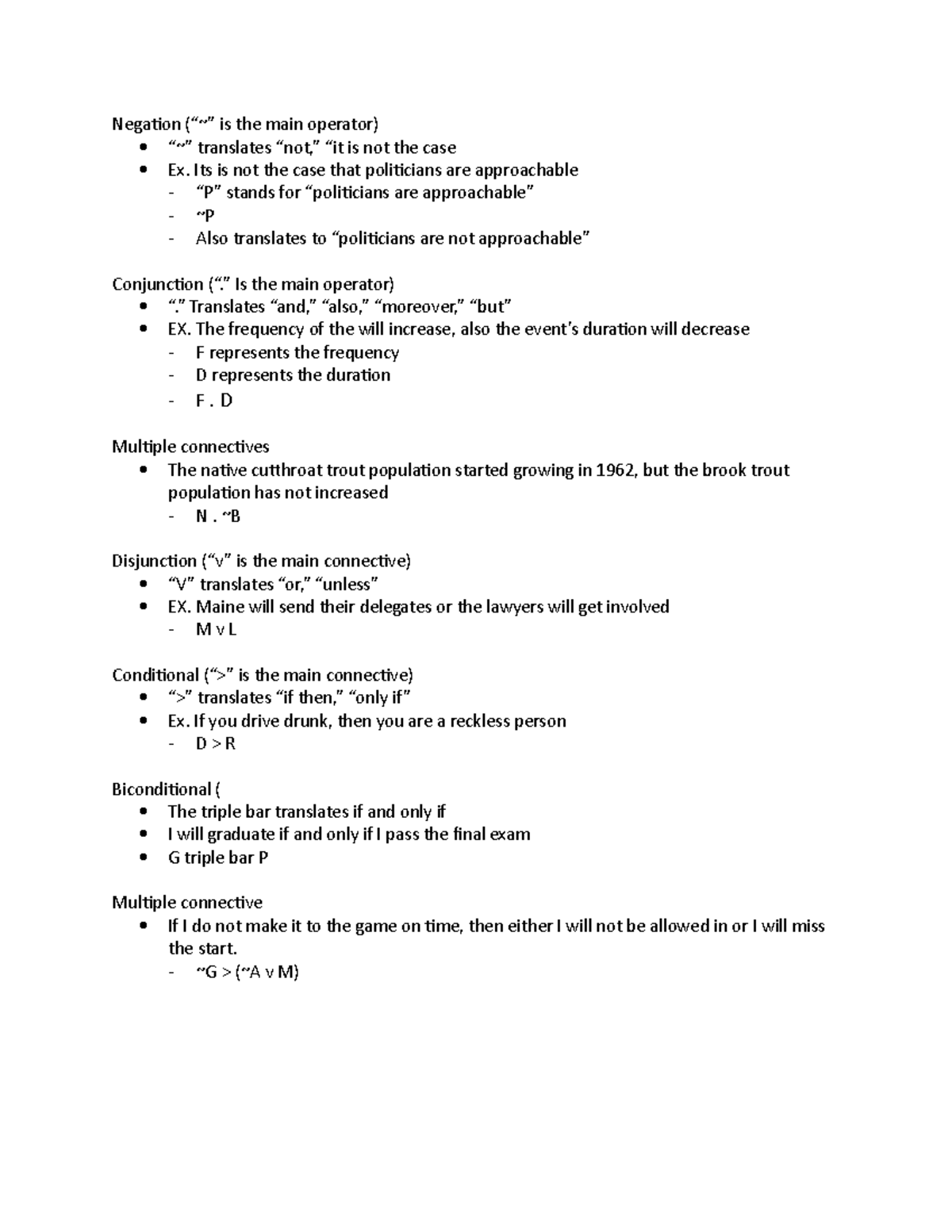 Translations - Notes from intro to logic textbook and lecture. Covers ...