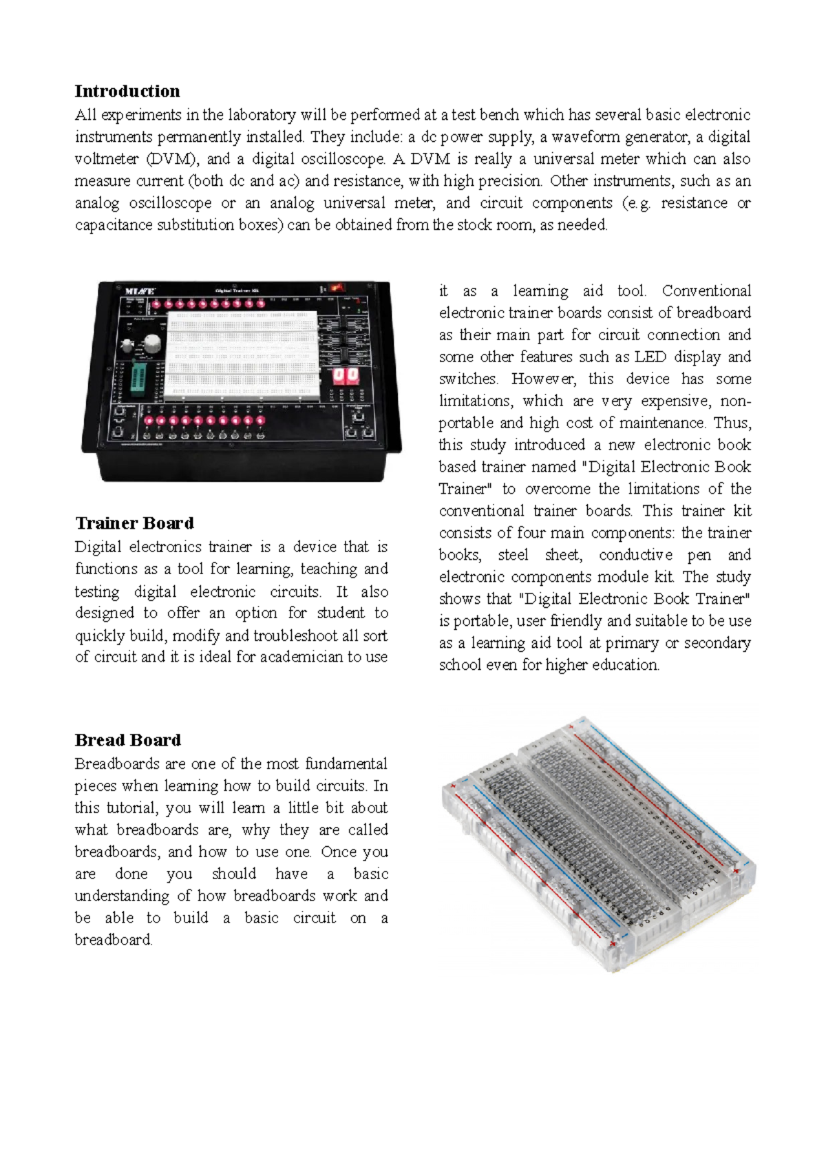 BEE Lab Report - Introduction All experiments in the laboratory will be ...
