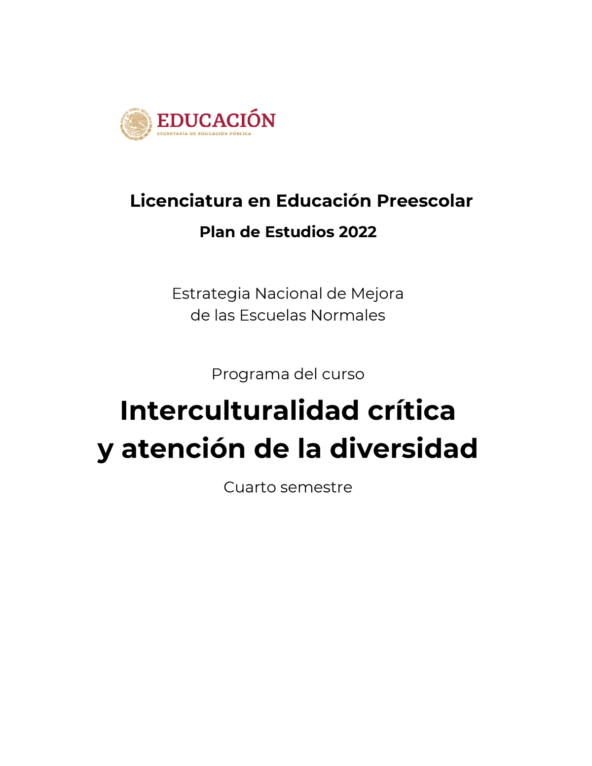 Interculturalidad Crítica Programa Curso - Licenciatura En Educación ...