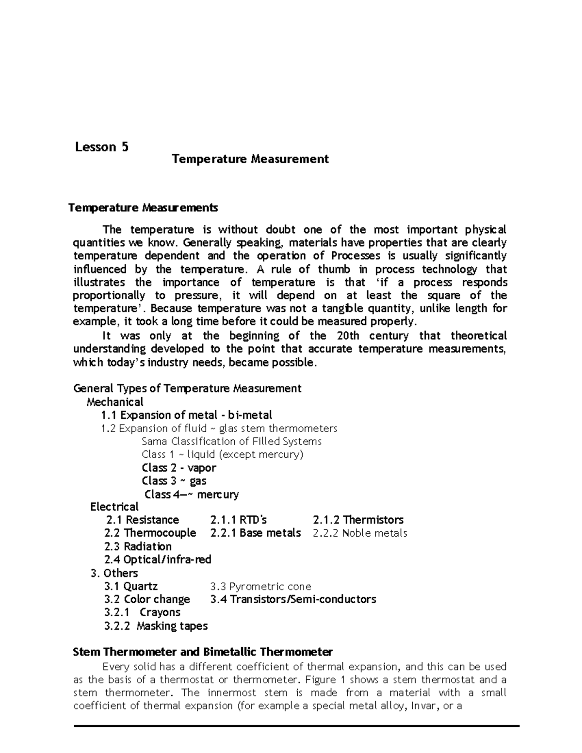 Module 5 Temperature Measurement - Lesson 5 Temperature Measurement ...