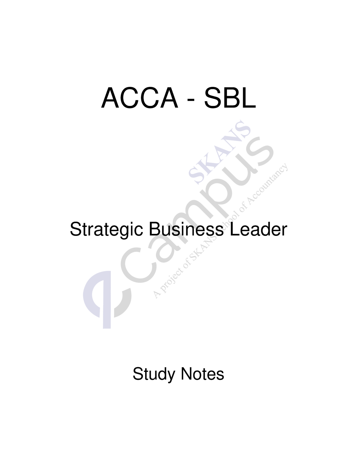 SBL Study Notes - ACCA - SBL Strategic Business Leader Study Notes ...