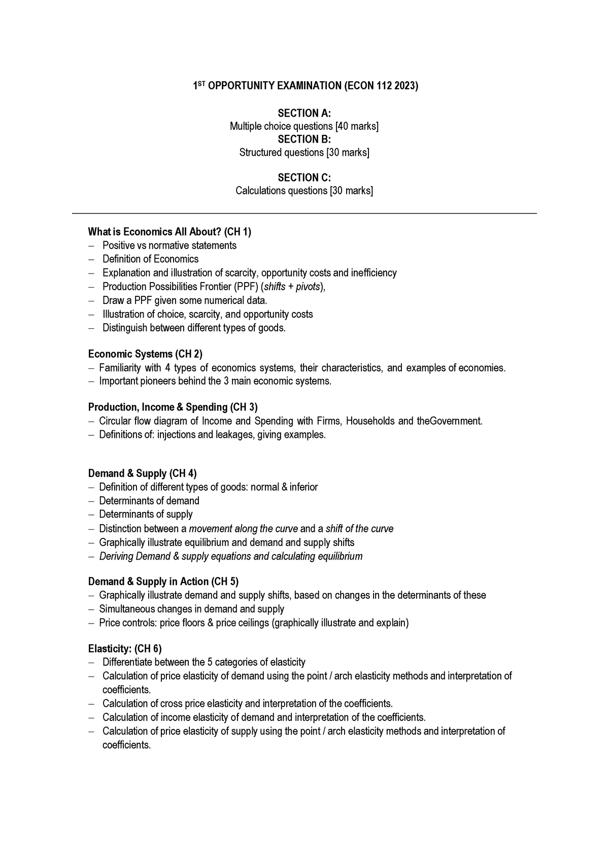 ECON112+Exam+outline - 1 ST OPPORTUNITY EXAMINATION (ECON 112 2023 ...